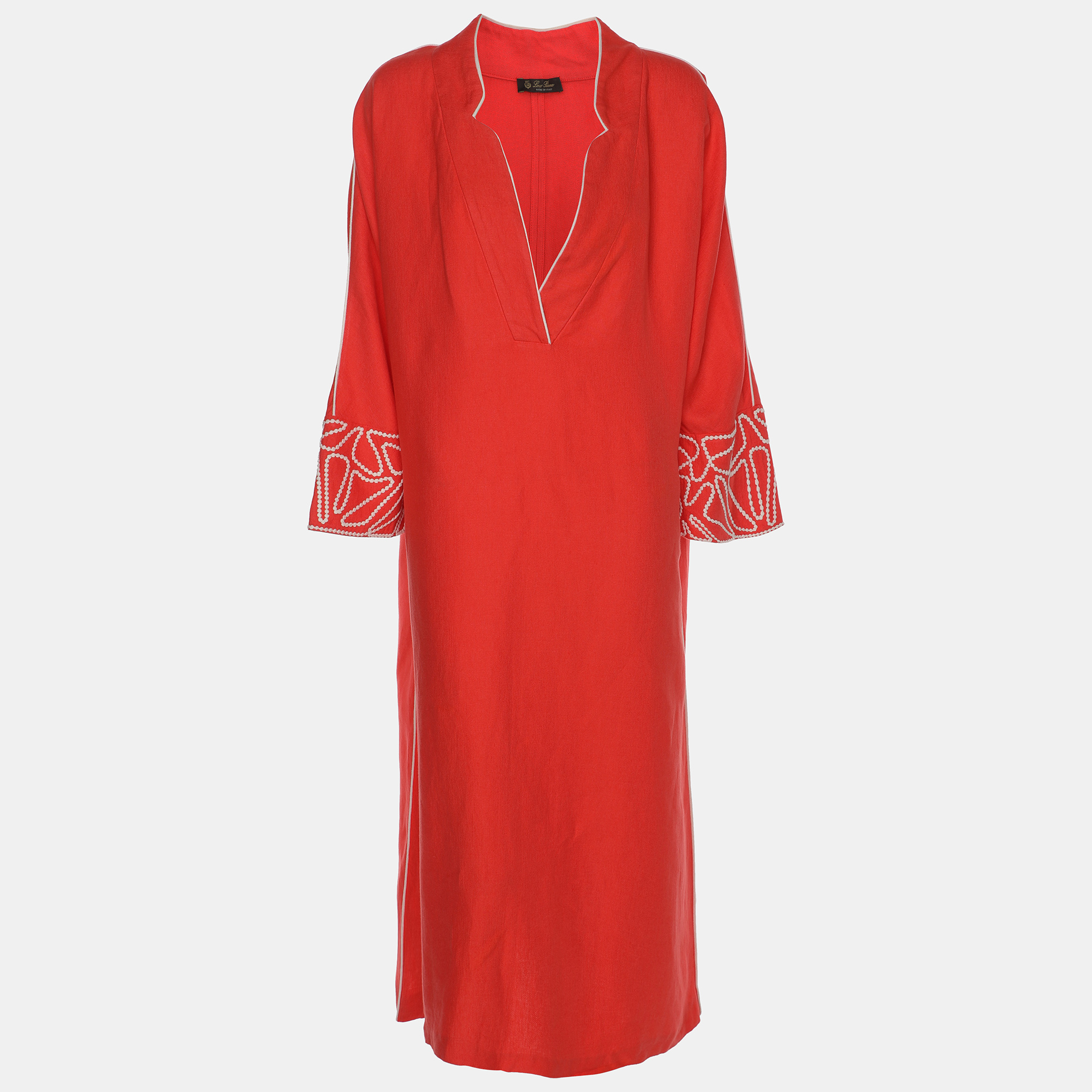 

Loro Piana Coral Pink Cotton Kaftan Dress L