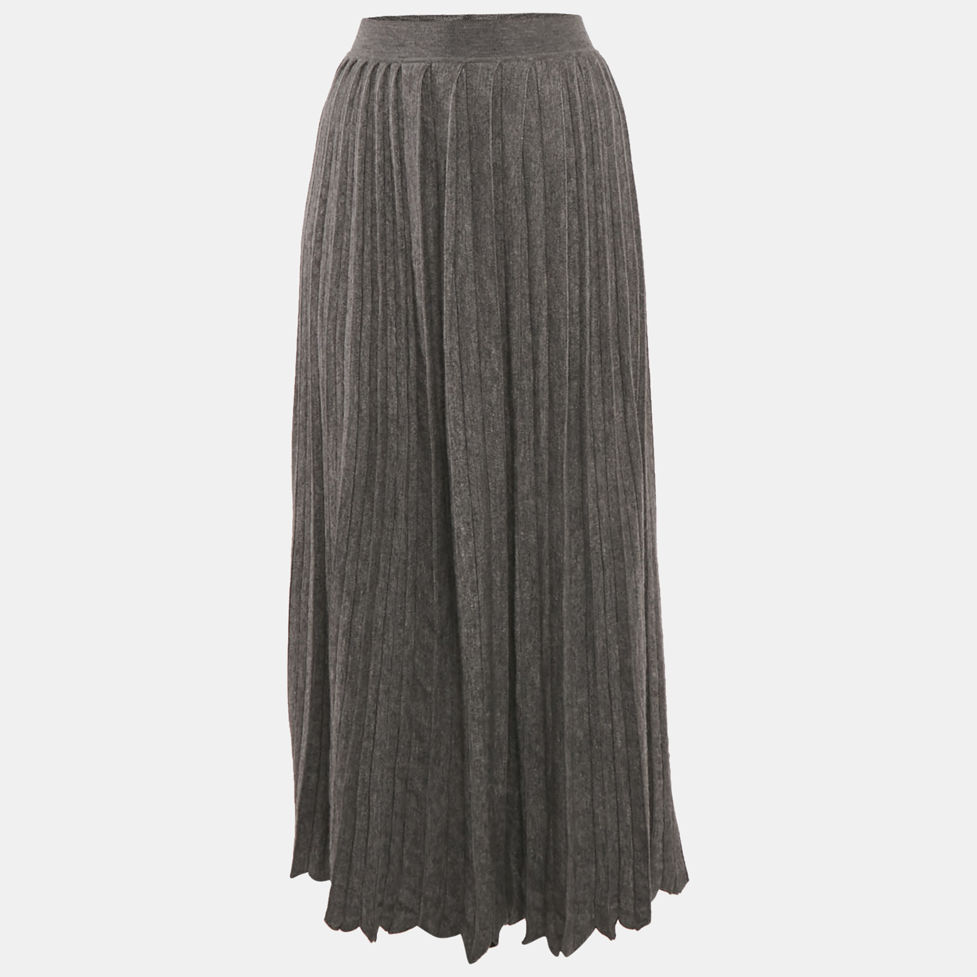 

Loro Piana Grey Pleated Cashmere Knit Long Skirt S