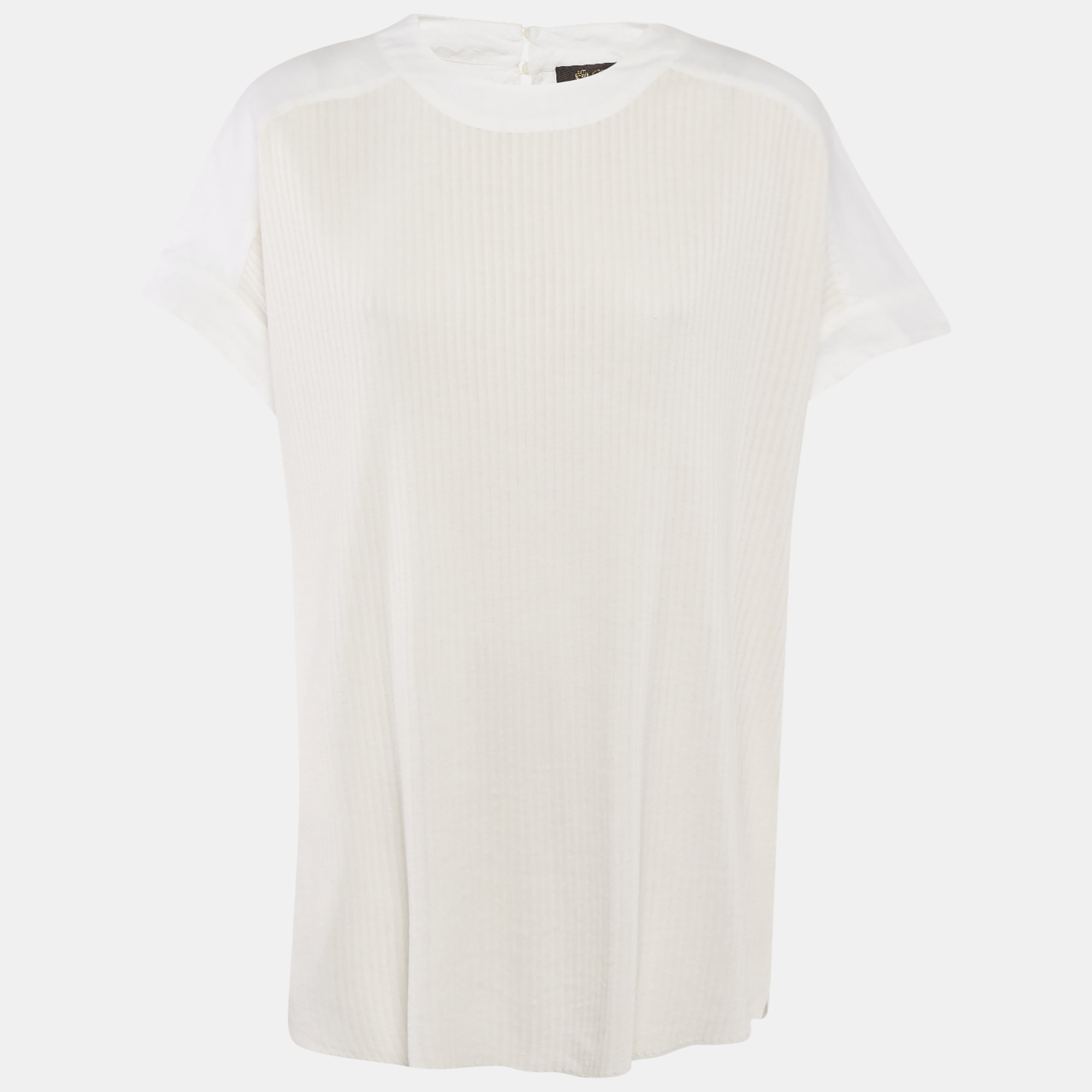 

Loro Piana Off-White/Ivory Linen and Silk Knit Tunic Top M