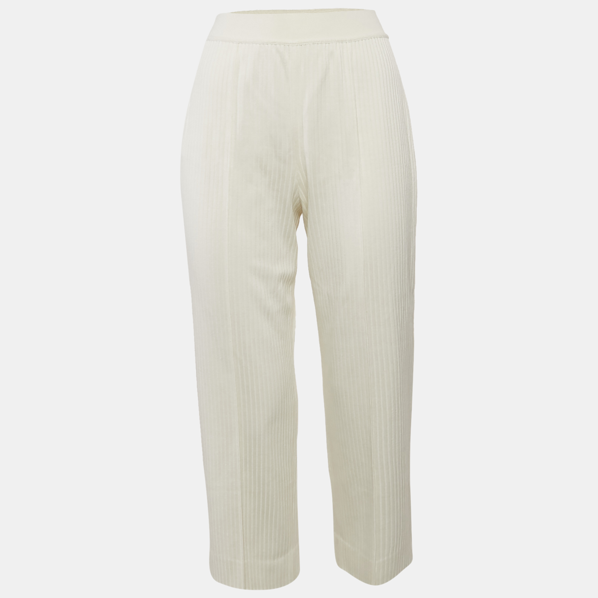 

Loro Piana Off-White Silk Blend Rib Knit Trousers S