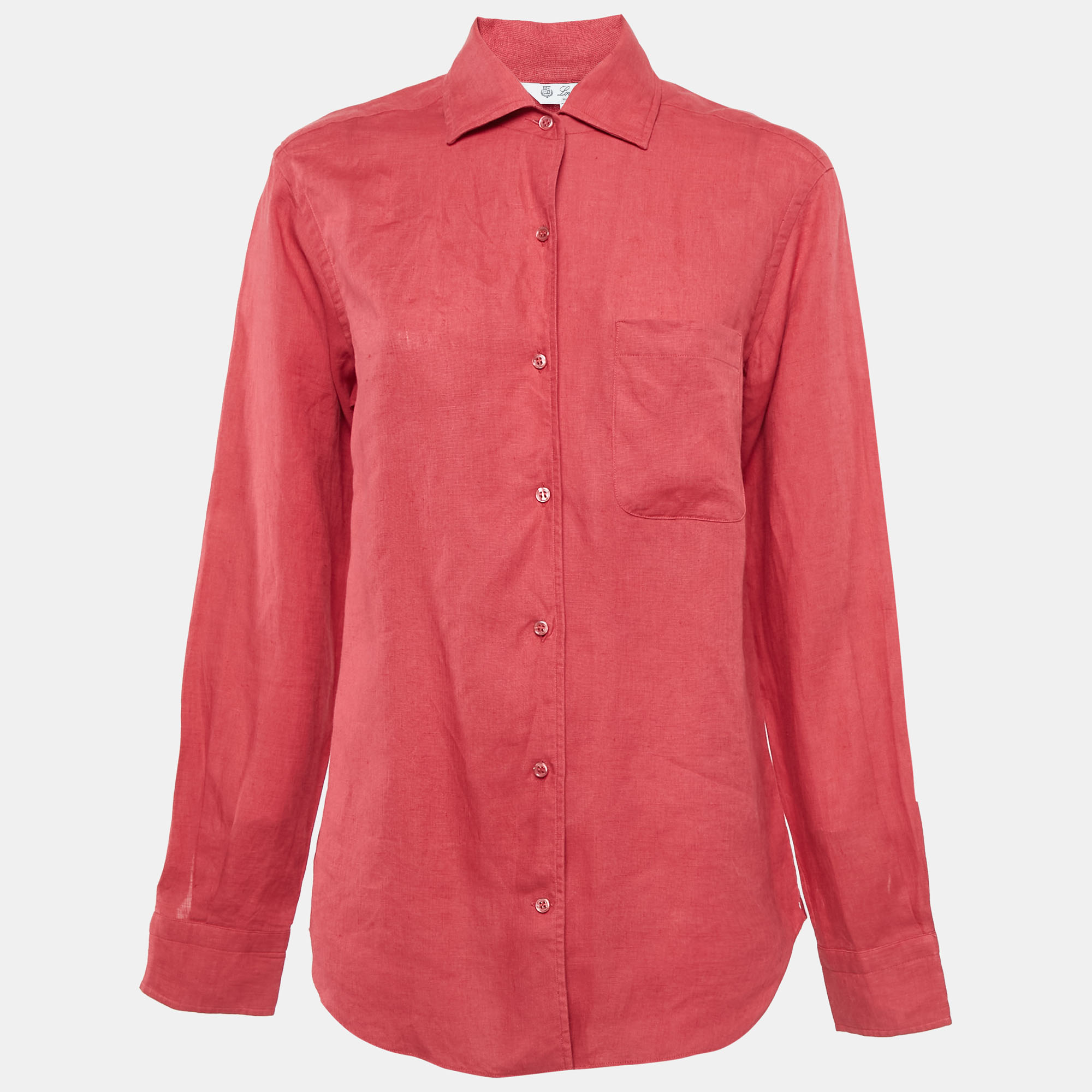 

Loro Piana Red Linen Button Front Shirt S