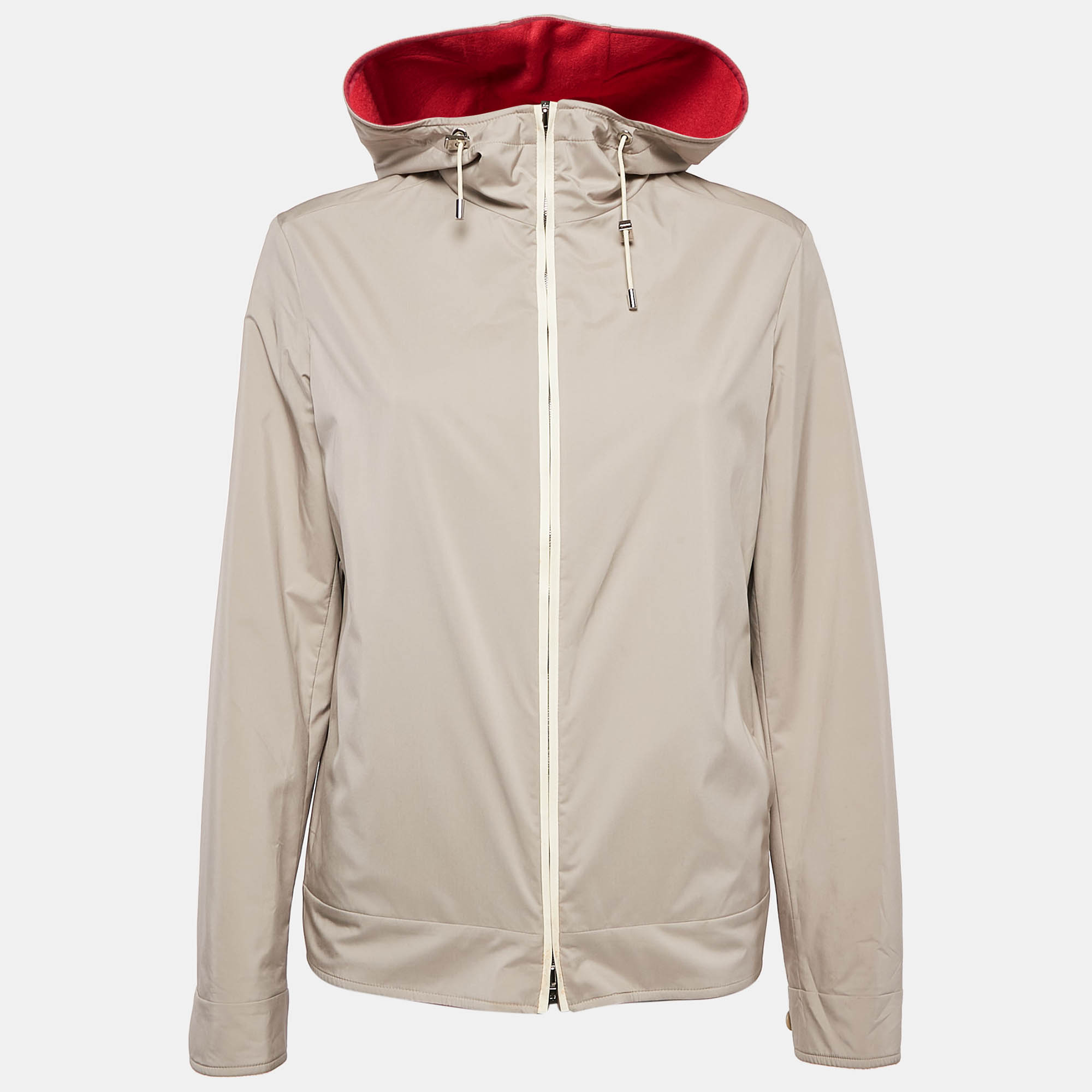 Loro Piana Beige Synthetic Zip-Up Strom System Reversible Hoodie Jacket M 