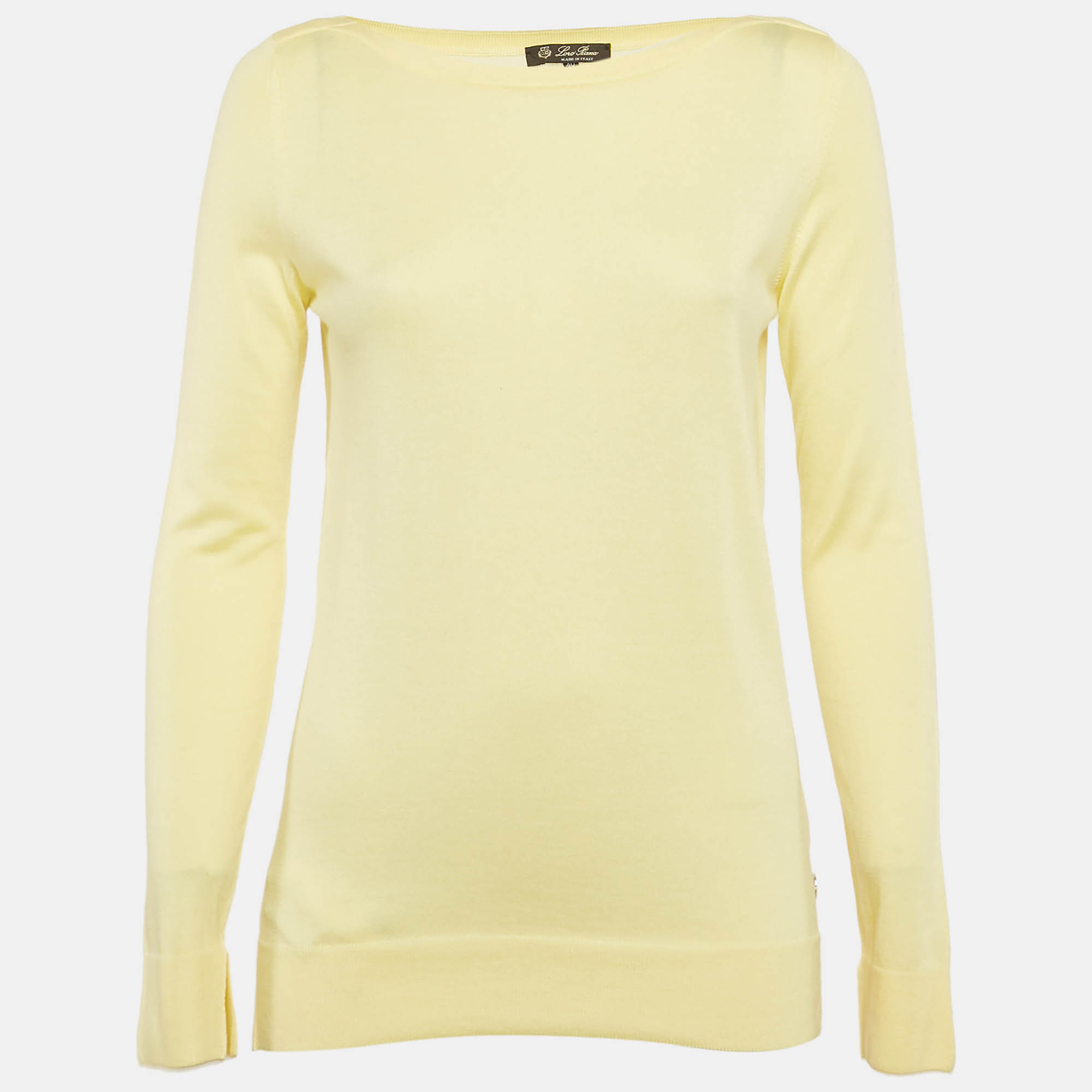 

Loro Piana Yellow Silk Blend Boat Neck Pullover S