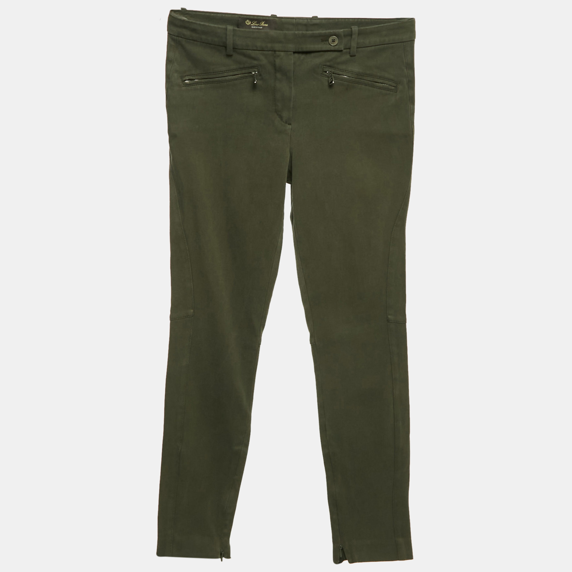 

Loro Piana Khaki Green Stretch Cotton Skinny Jeggings M