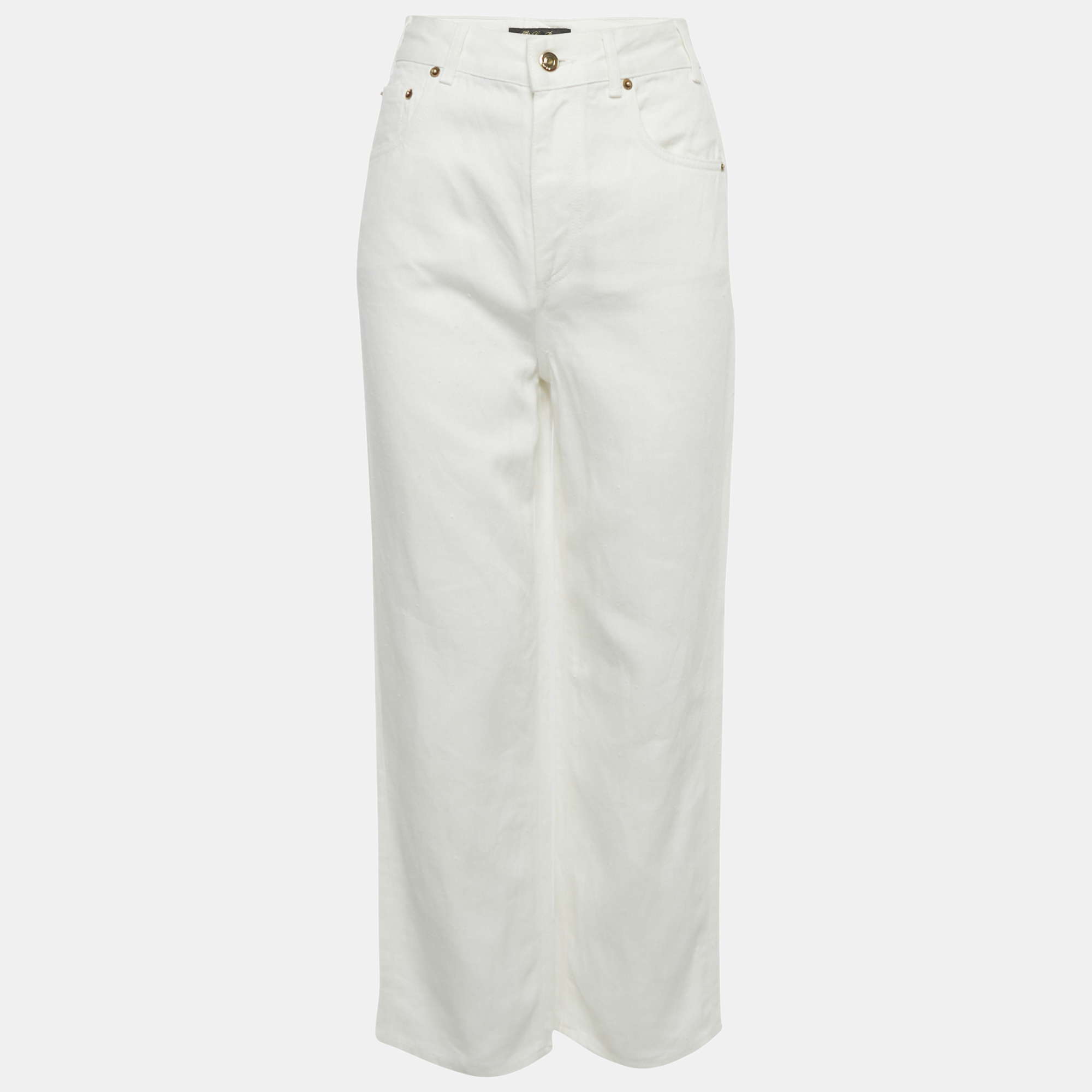 

Loro Piana White Denim Wide Leg Jeans S Waist 25"