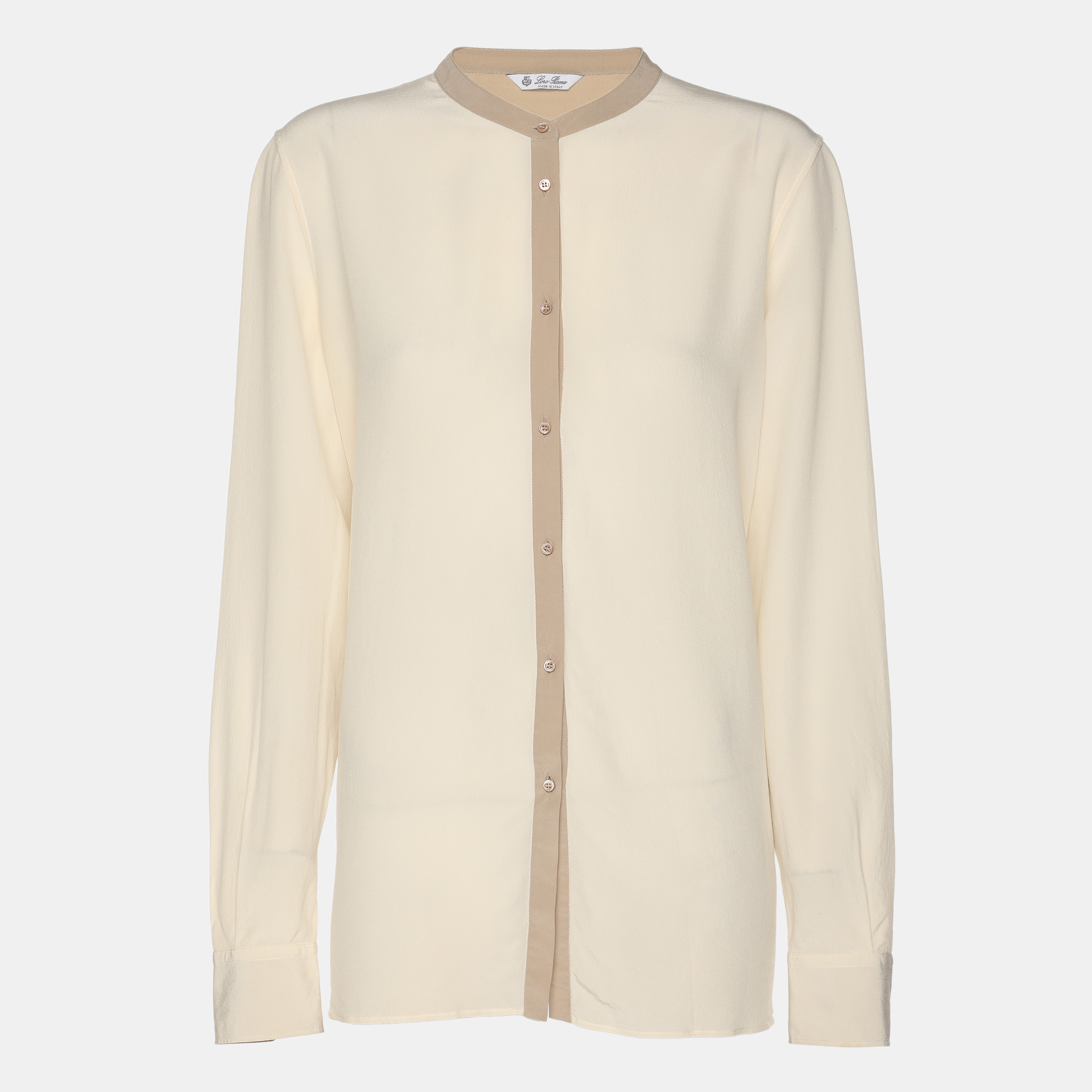 Loro Piana Cream Silk Button Front Shirt L