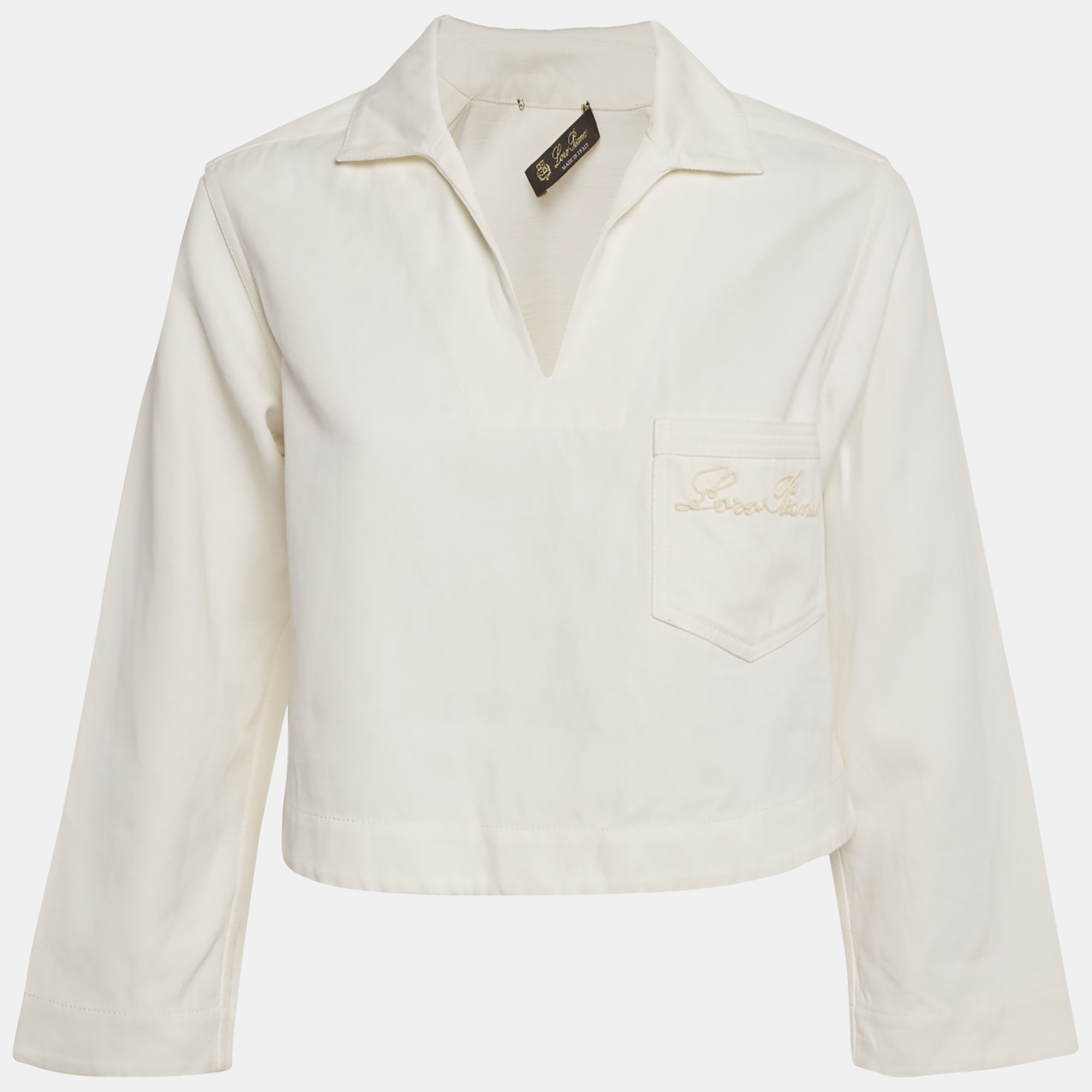 

Loro Piana White Logo Embroidered Pocket Top S