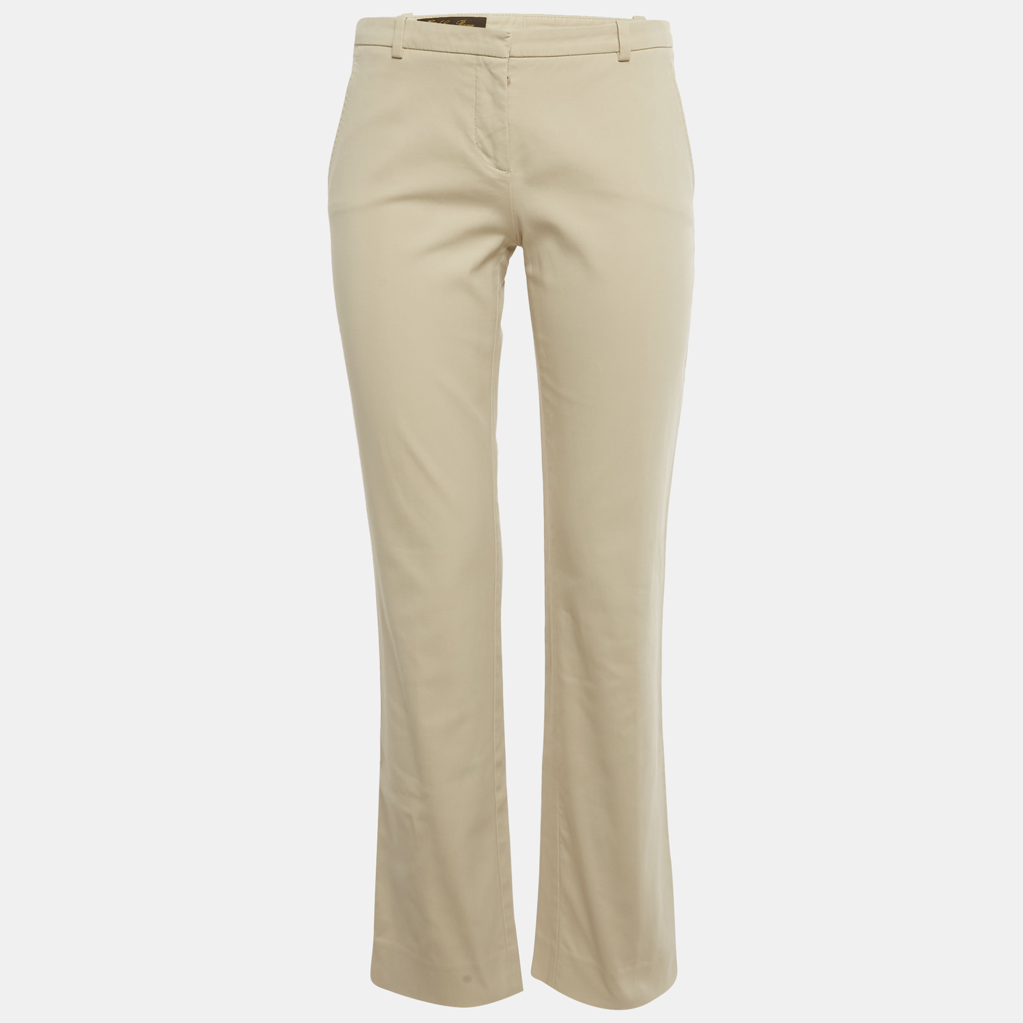 Pre-owned Loro Piana Beige Gabardine Formal Trousers S In Sand
