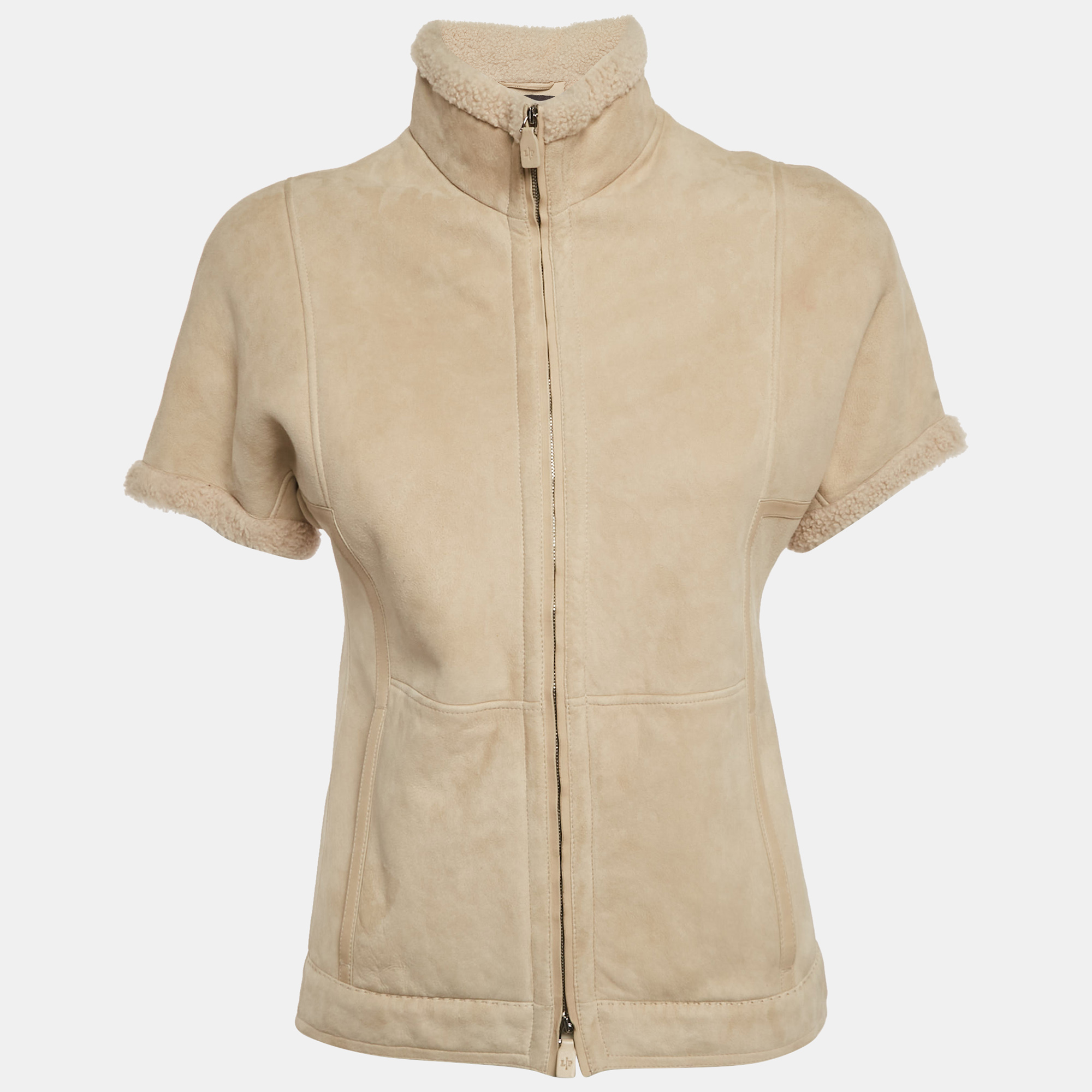 

Loro Piana Beige Shearling Short Sleeve Jacket S