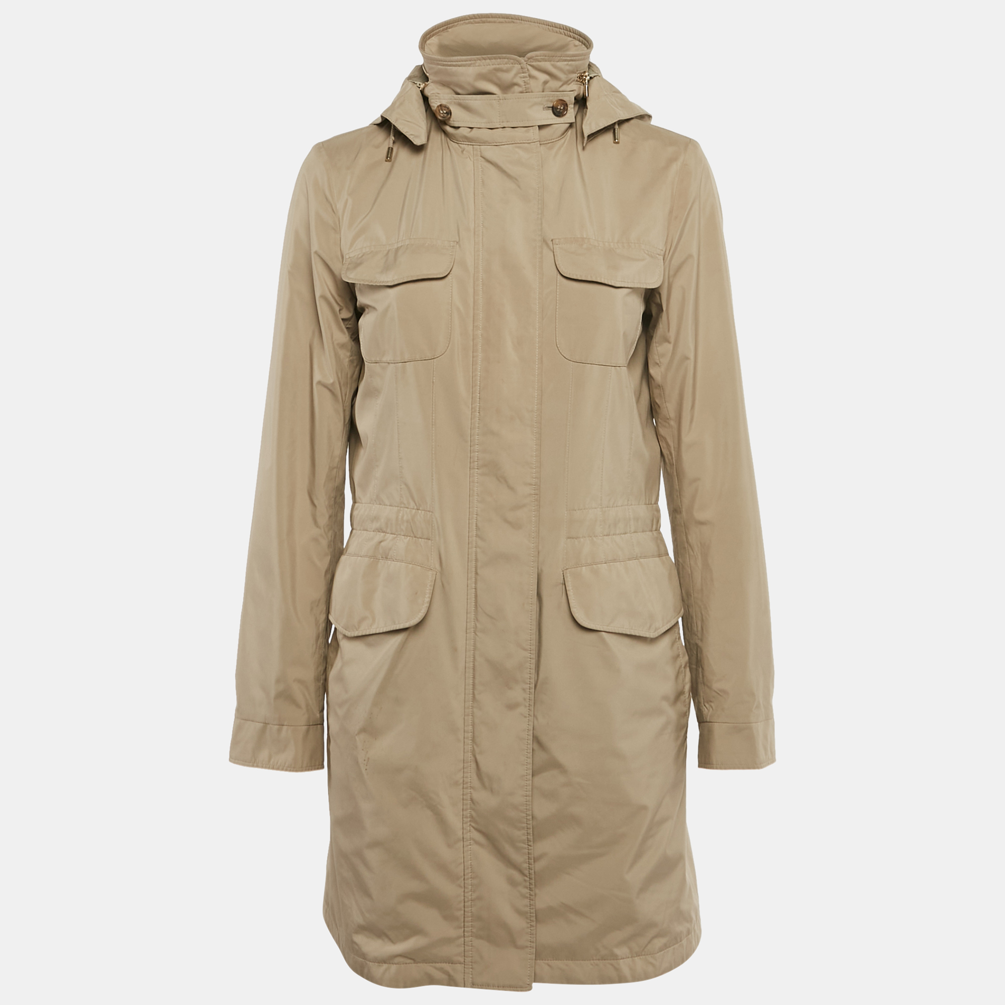 Click to view more detailed imagery on our partner's website Pre-owned Loro Piana Beige Nylon Concealed Hood Traveler Jacket S In Sand