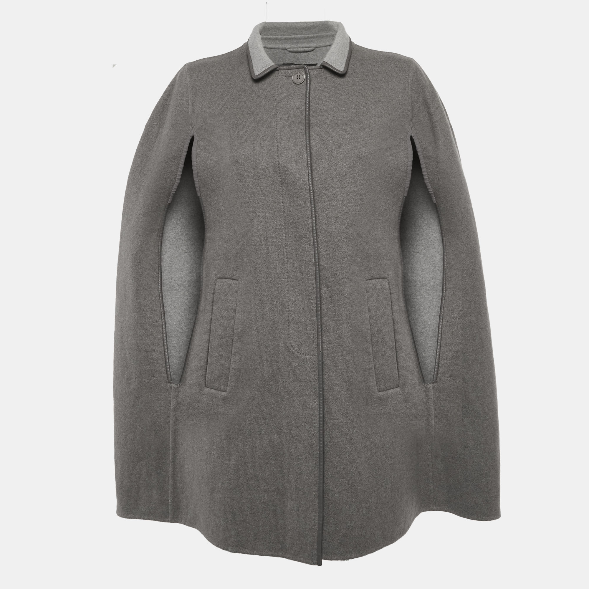 

Loro Piana Grey Felt Cashmere Cape Coat XL