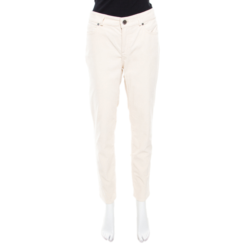 Pre Owned Loro Piana Cream Mathias Cropped Corduroy Pants M