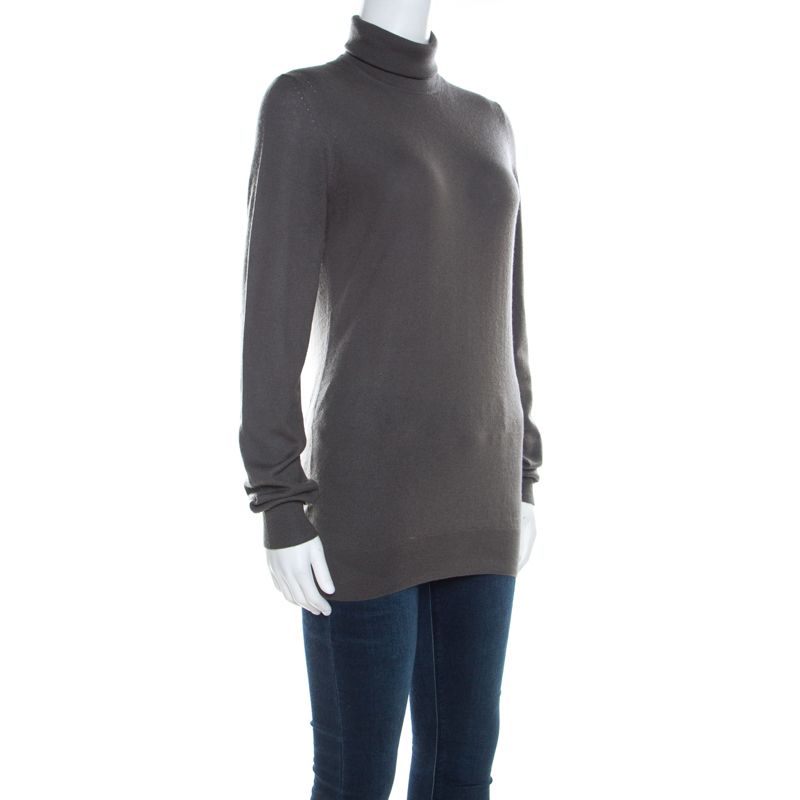 

Loro Piana Grey Cashmere Turtleneck Sweater