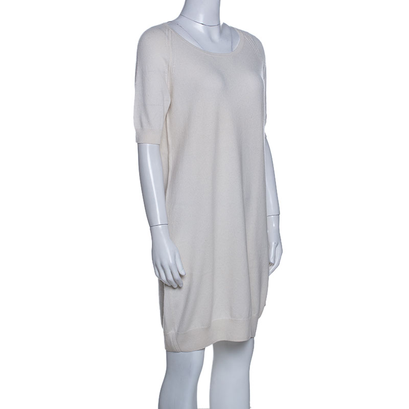 

Loro Piana Cream Knit Short Sleeve Shift Dress