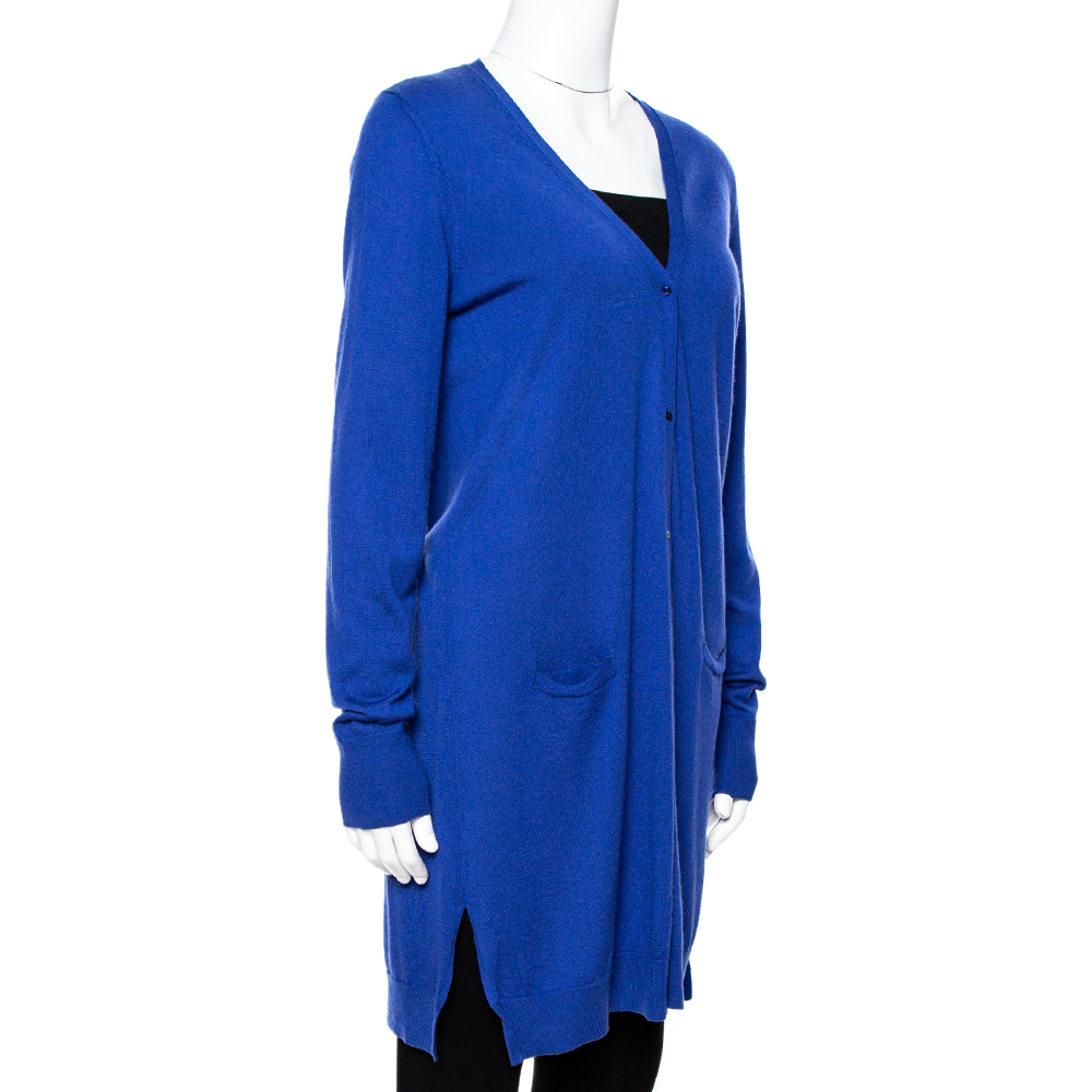 

Loro Piana Blue Cashmere Button Front Cardigan
