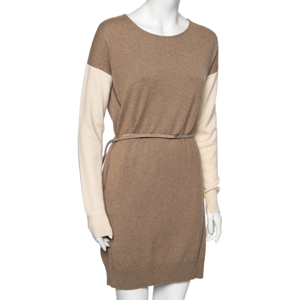 

Loro Piana Beige Baby Cashmere Belted Dress