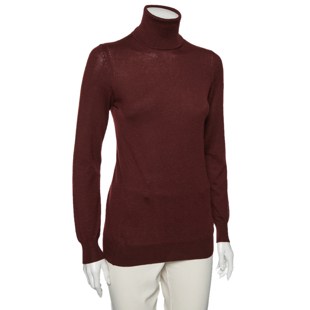 

Loro Piana Burgundy Cashmere Turtleneck Sweater