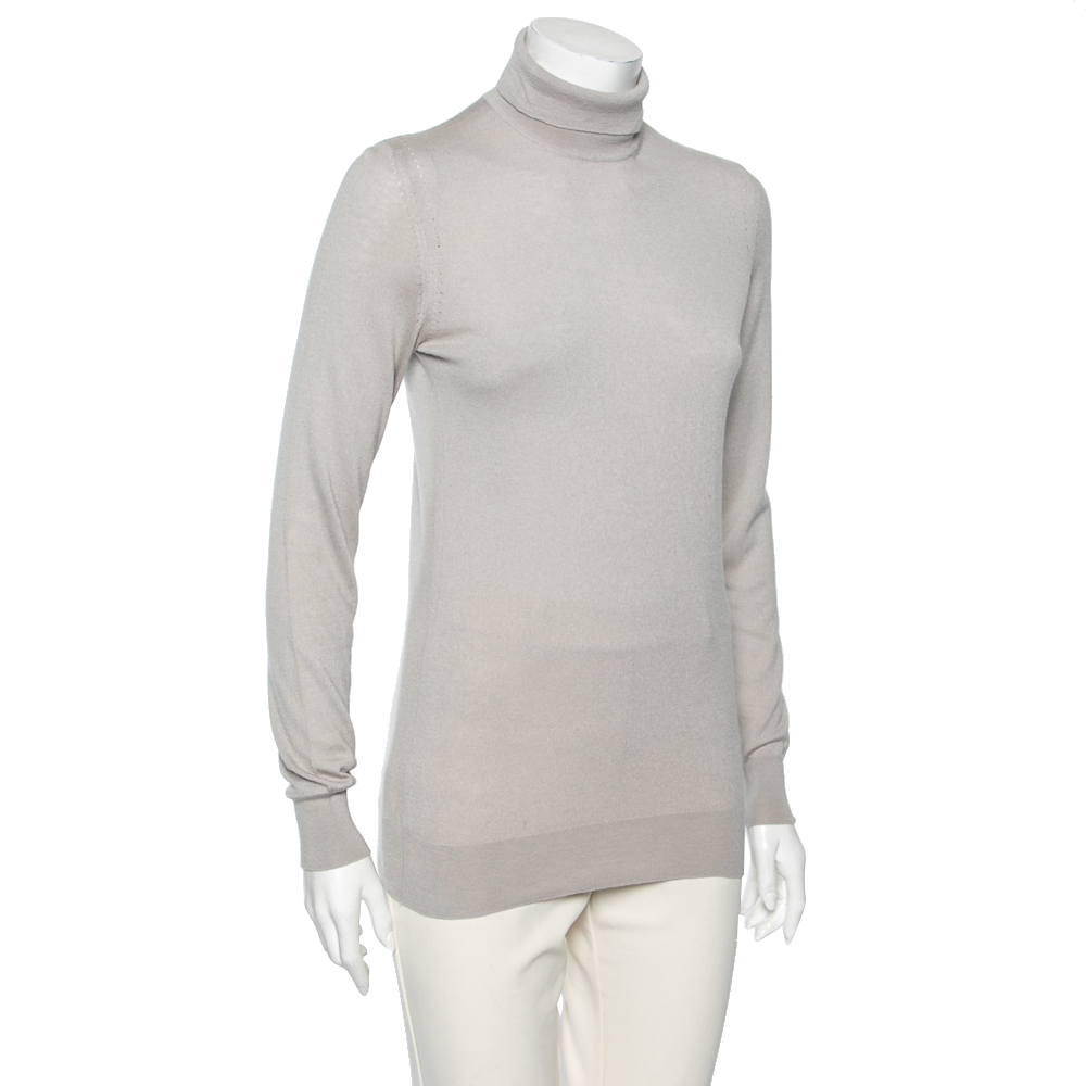 

Loro Piana Grey Cashmere Turtleneck Sweater