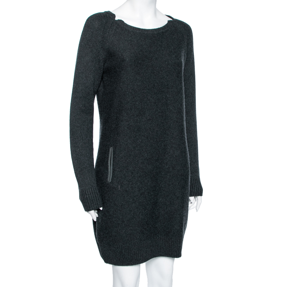 

Loro Piana Charcoal Grey Cashmere Knit Sweater Dress