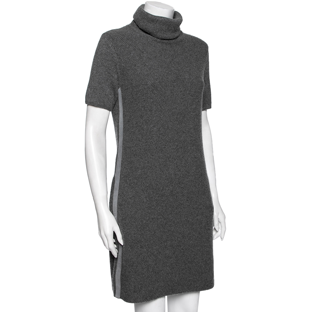 

Loro Piana Grey Cashmere Turtleneck Short Sleeve Dress