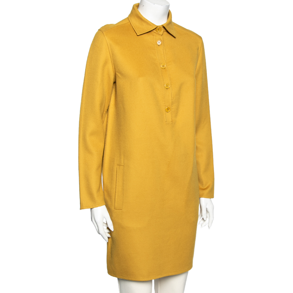 

Loro Piana Mustard Yellow Cashmere Long Sleeve Dress