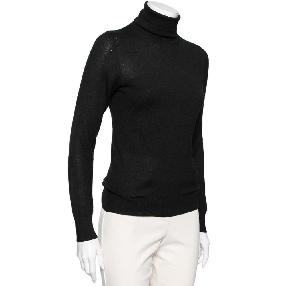 

Loro Piana Black Cashmere Turtleneck Pullover Top