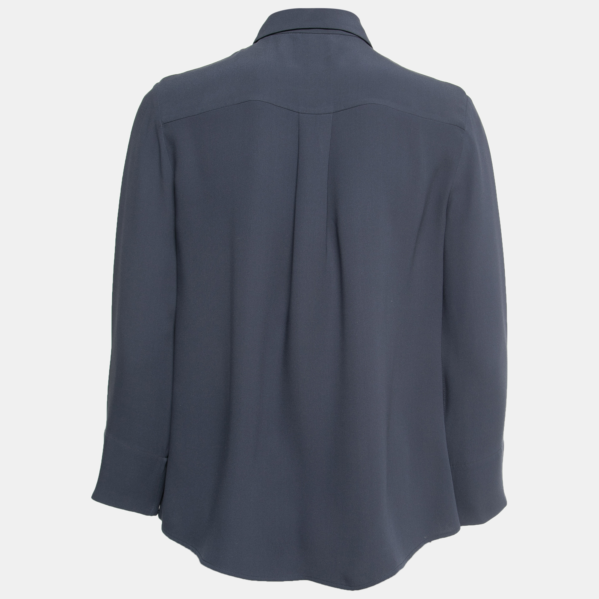 

Loro Piana Slate Blue Silk Concealed Button Shirt