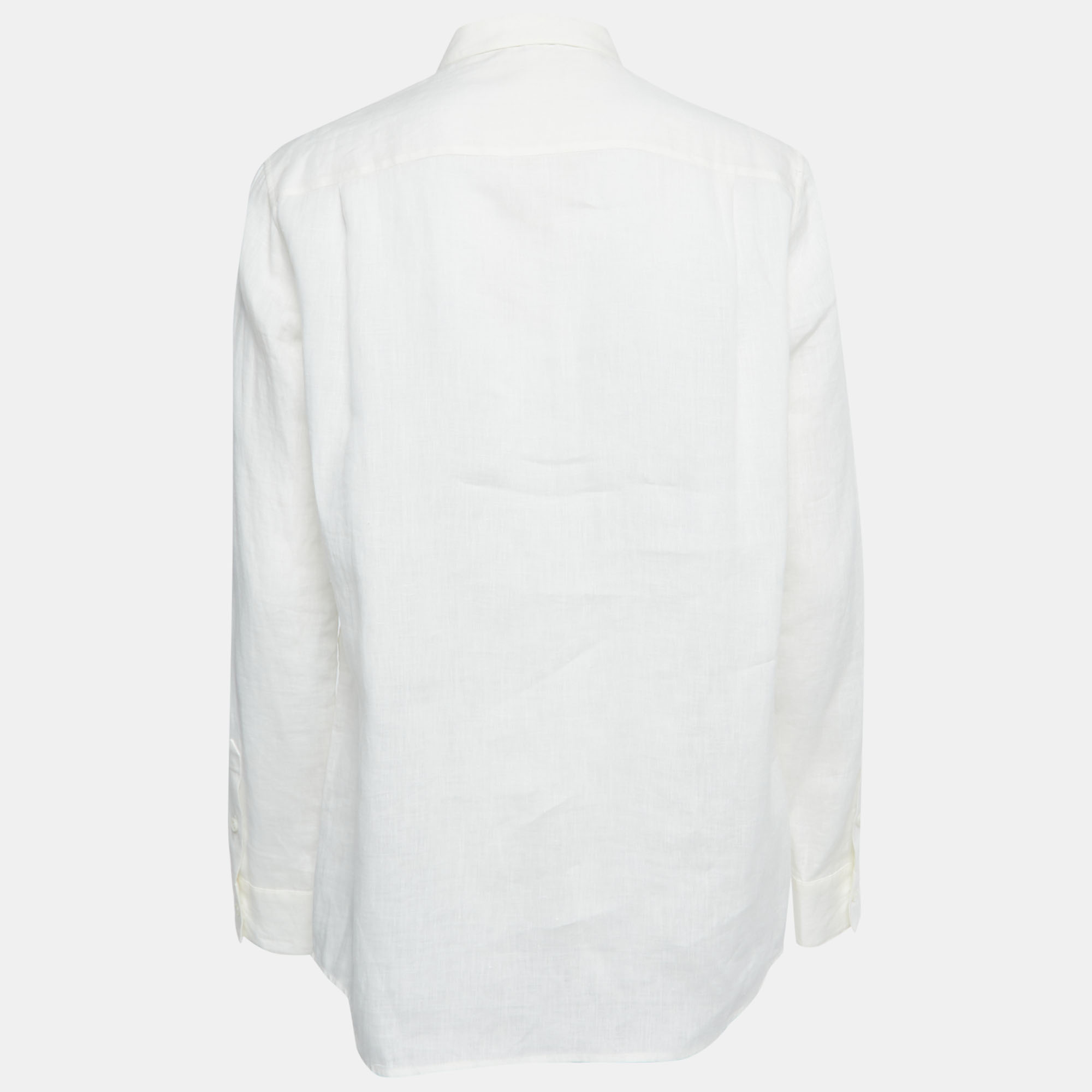 

Loro Piana White Linen Button Front Shirt