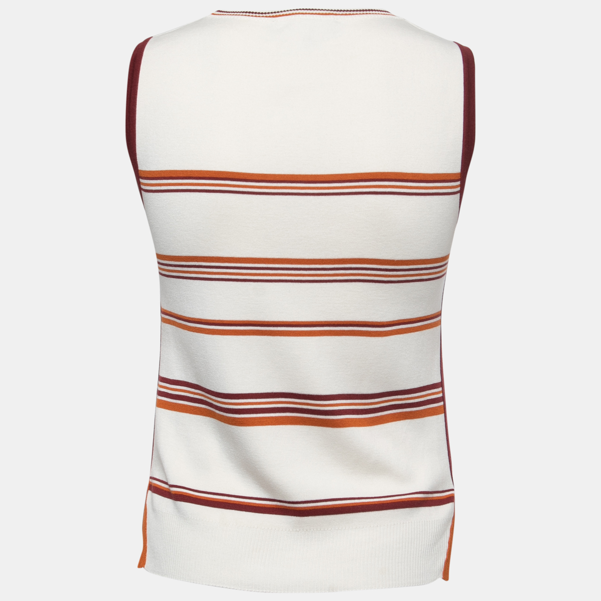 

Loro Piana White Striped Patterned Knit Sleeveless Top