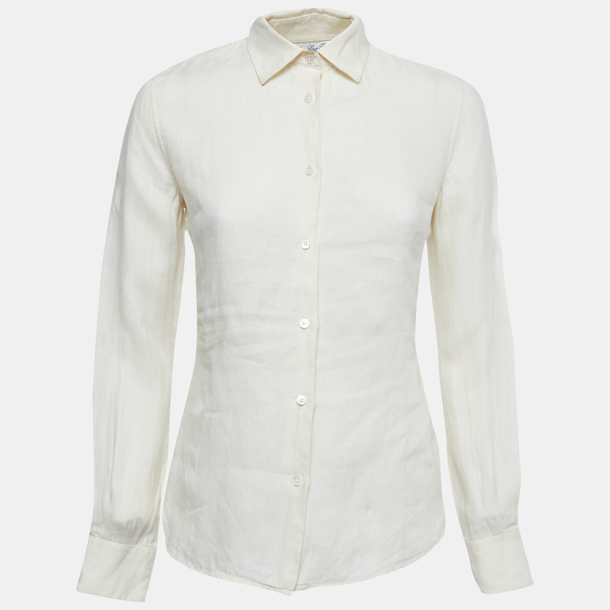 Pre-owned Loro Piana Cream Linen Button Front Shirt S