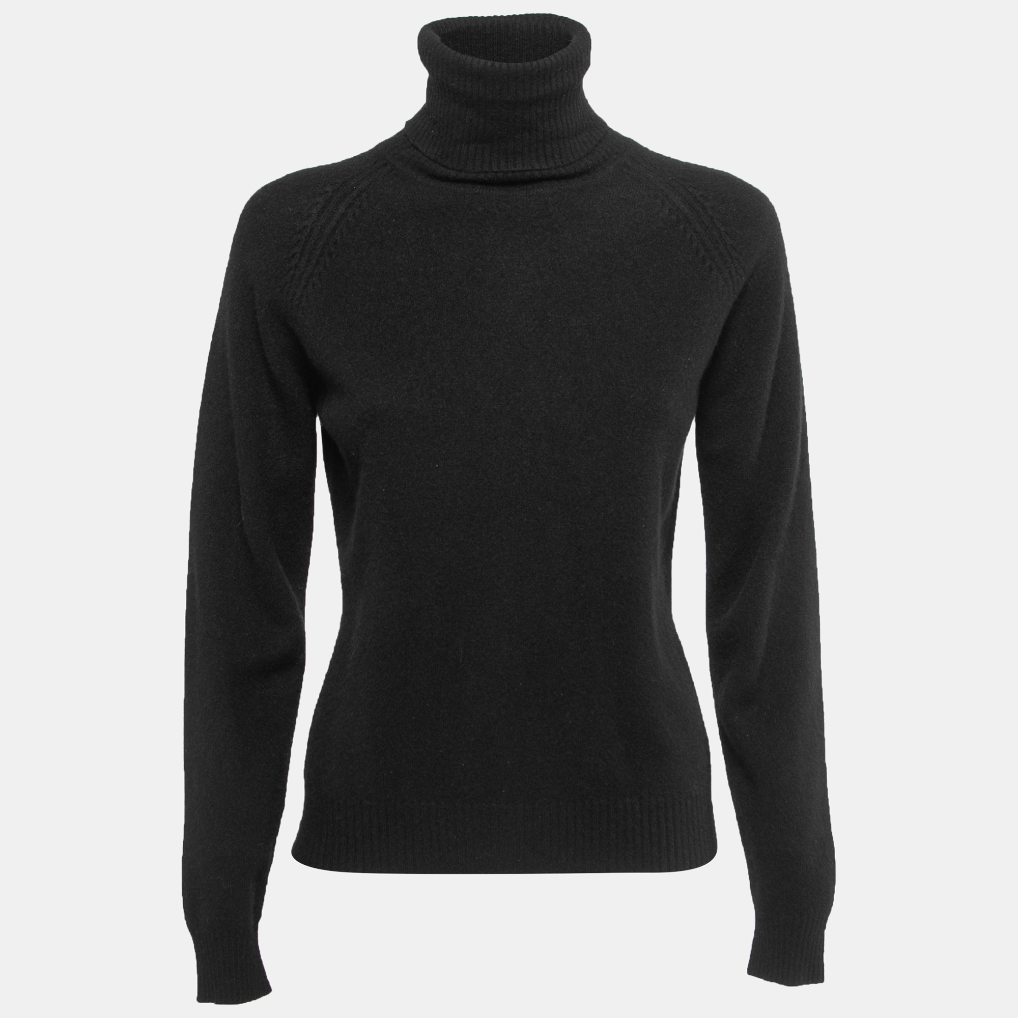 Pre Owned Loro Piana Black Cashmere Knit Turtleneck Sweater L