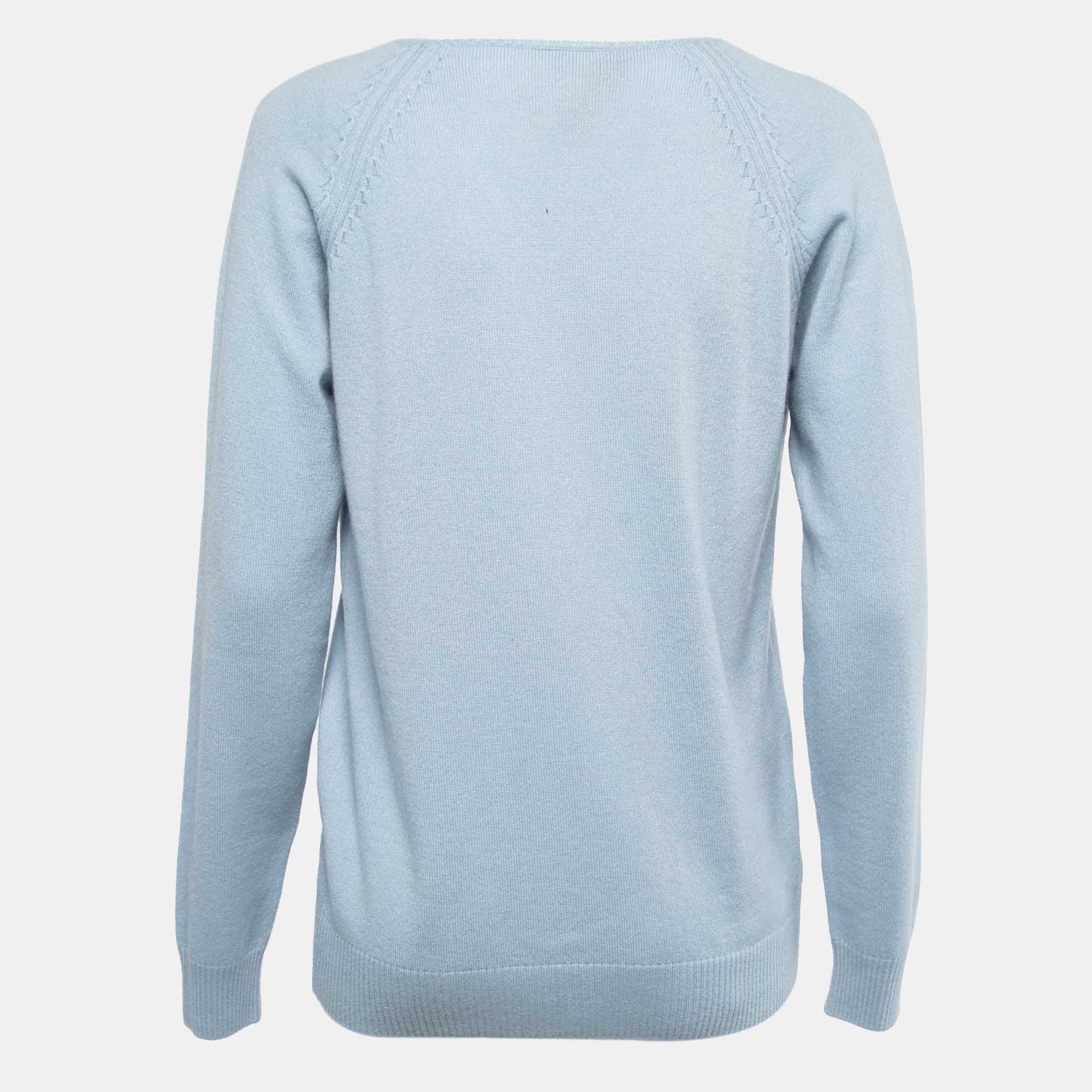 

Loro Piana Light Blue Cashmere V-Neck Sweater