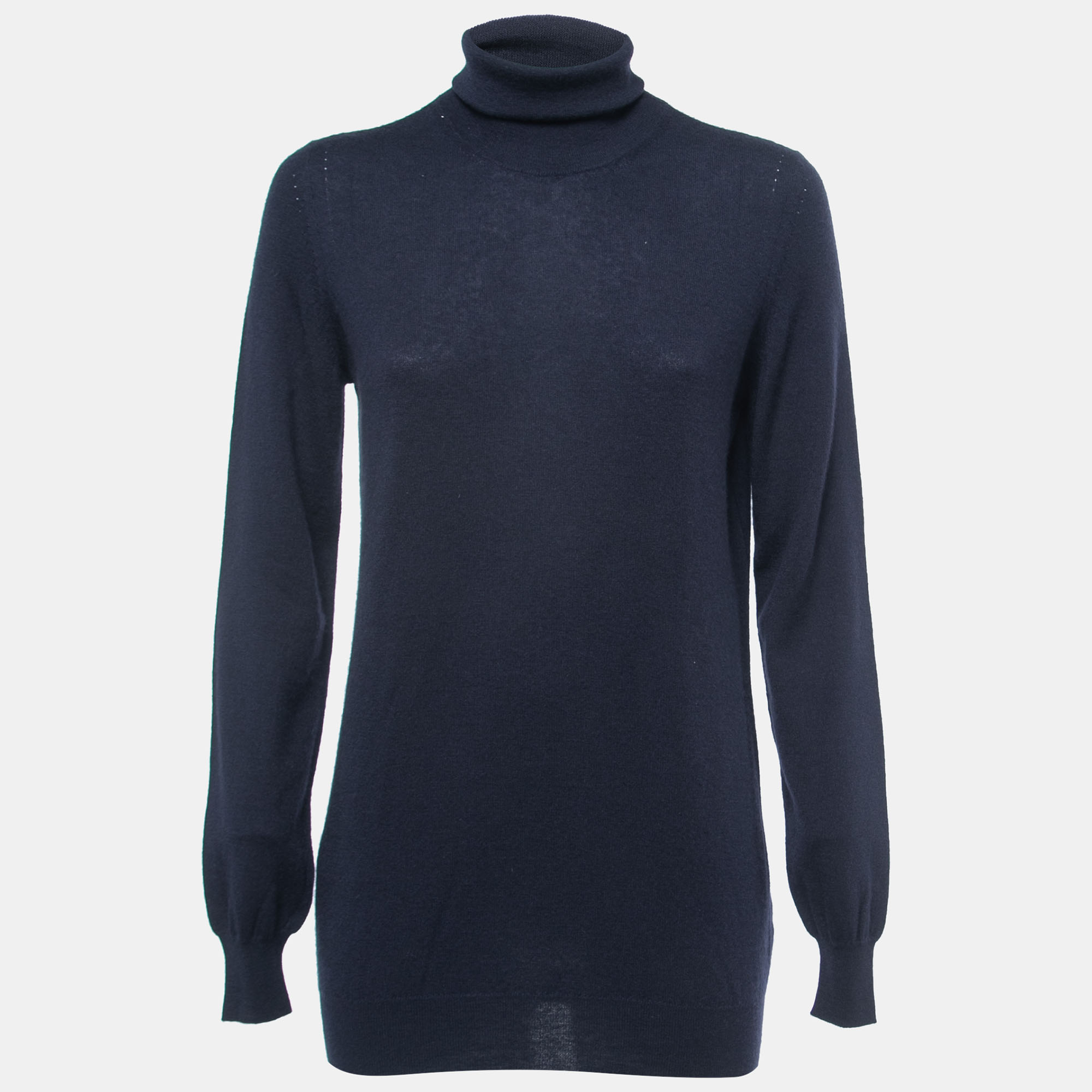 Pre-owned Loro Piana Navy Blue Cashmere Turtleneck Jumper L