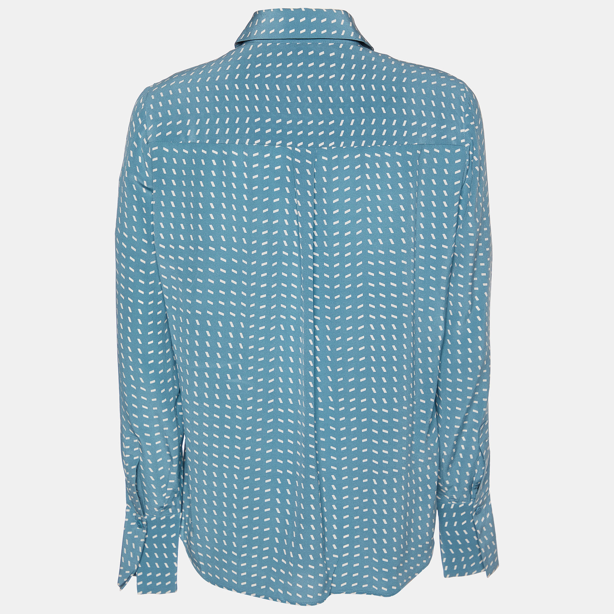 

Loro Piana Blue Printed Silk Button Front Shirt