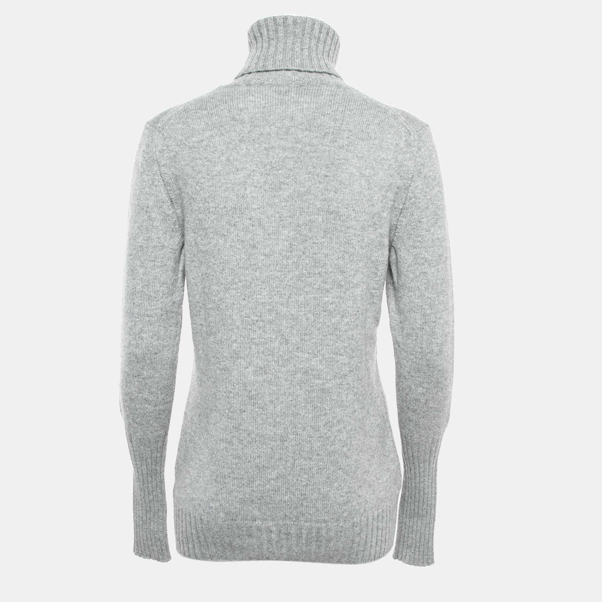 

Loro Piana Grey Cashmere Turtleneck Sweater