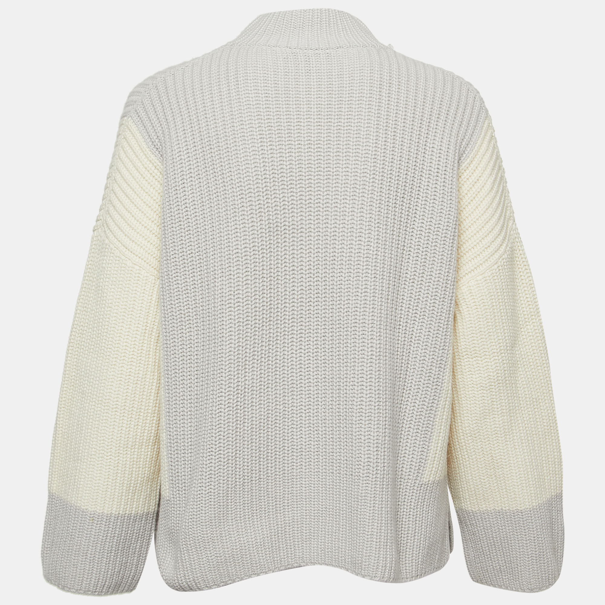 

Loro Piana Ivory/Grey Cashmere Zip-Up Jacket