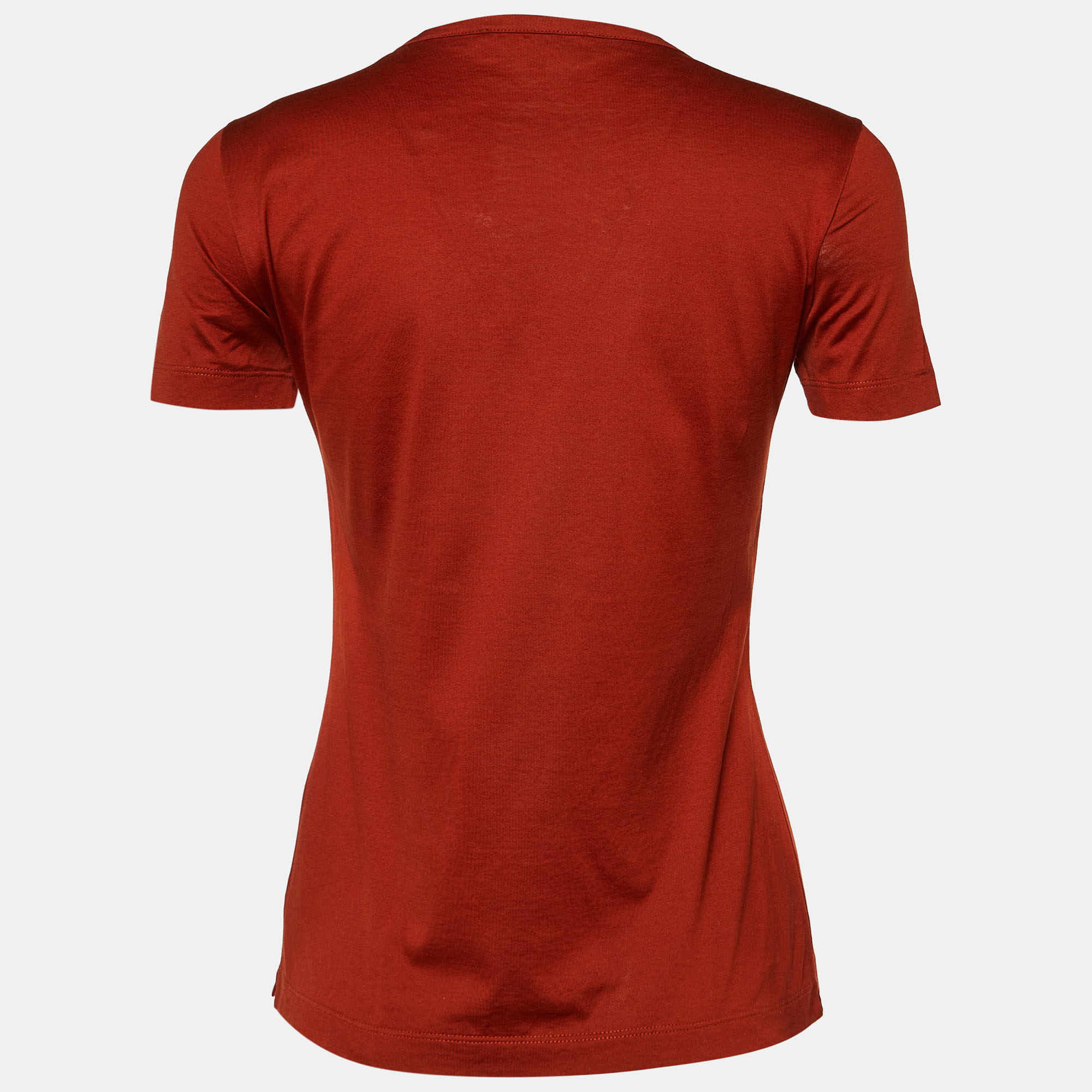 

Loro Piana Burnt Orange Cotton Knit Round Neck T-Shirt