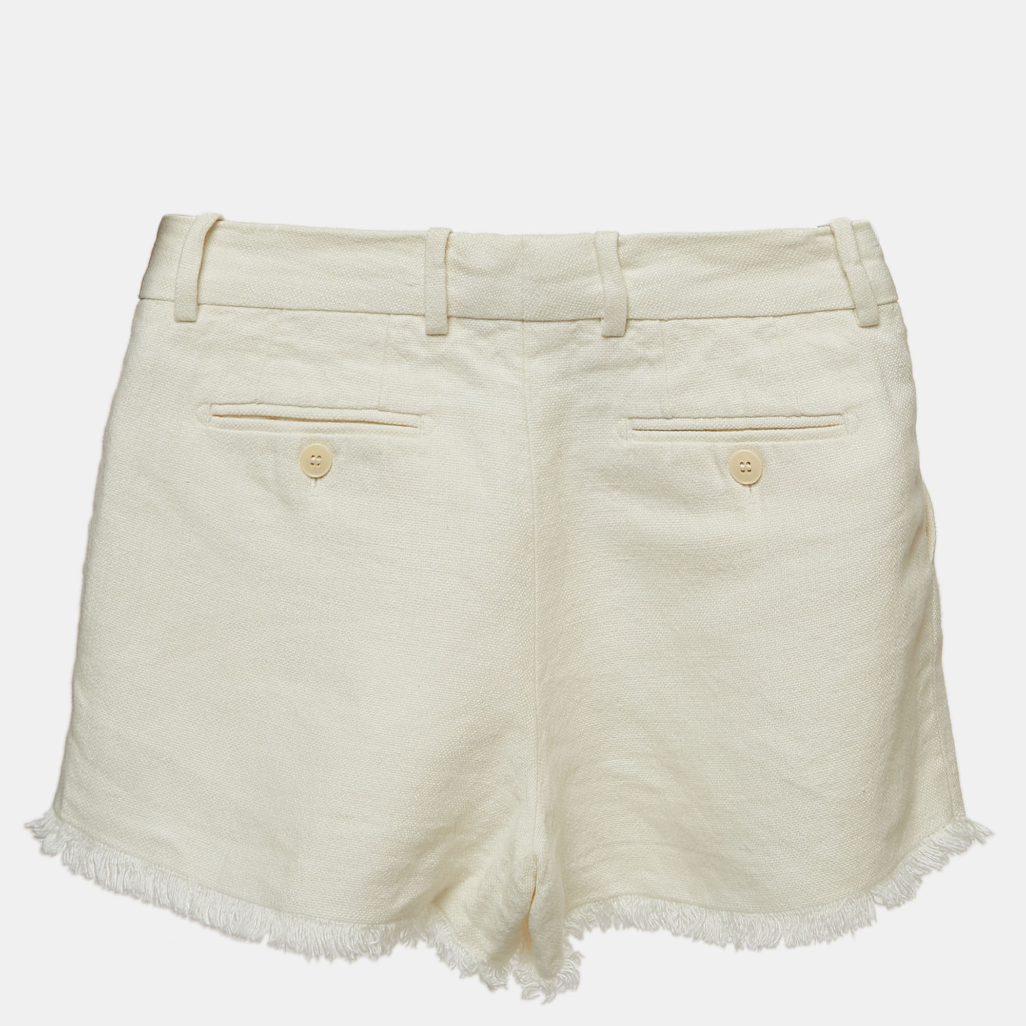 

Loro Piana Cream Linen Pleat Detail Shorts