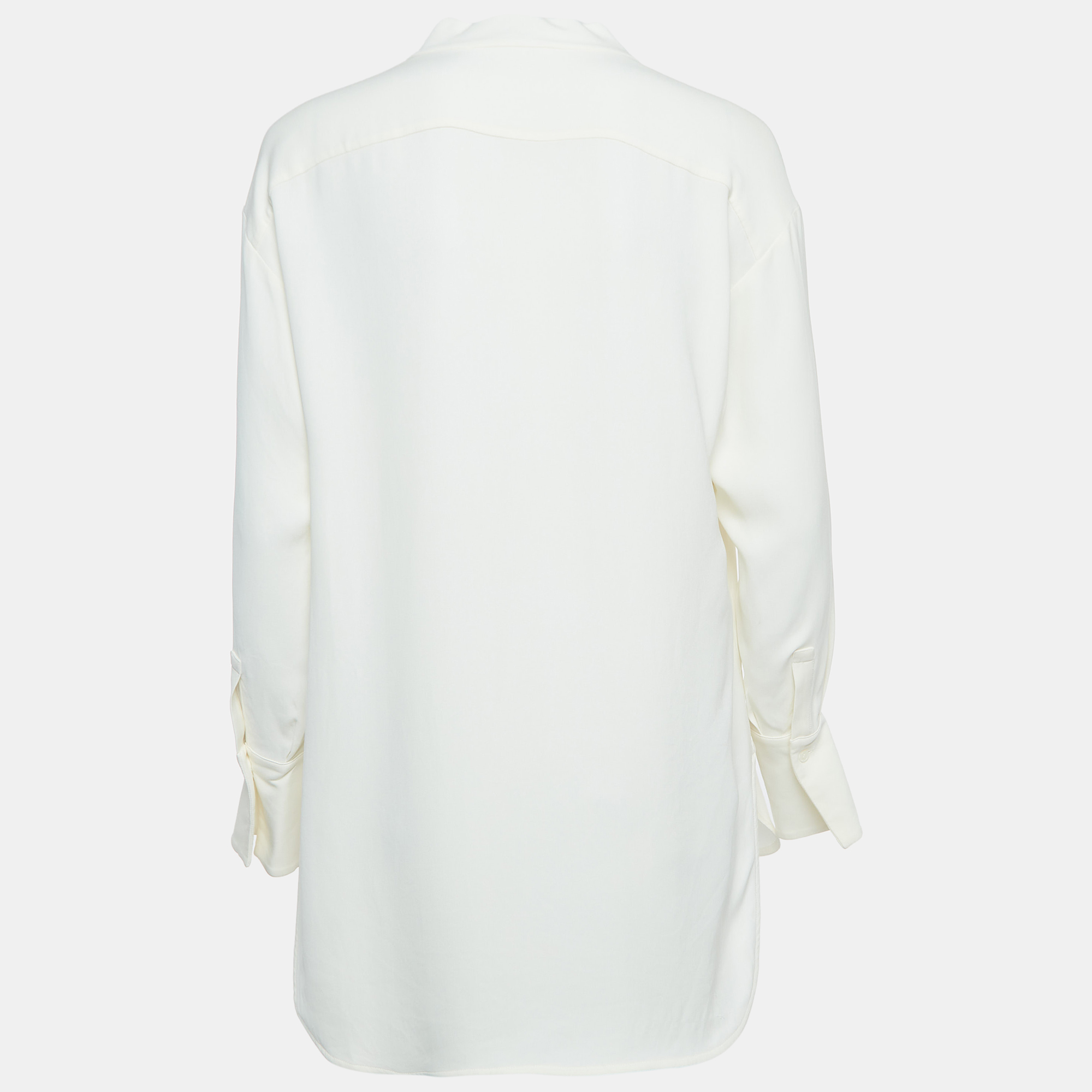 

Loro Piana White Silk V-Neck Blouse