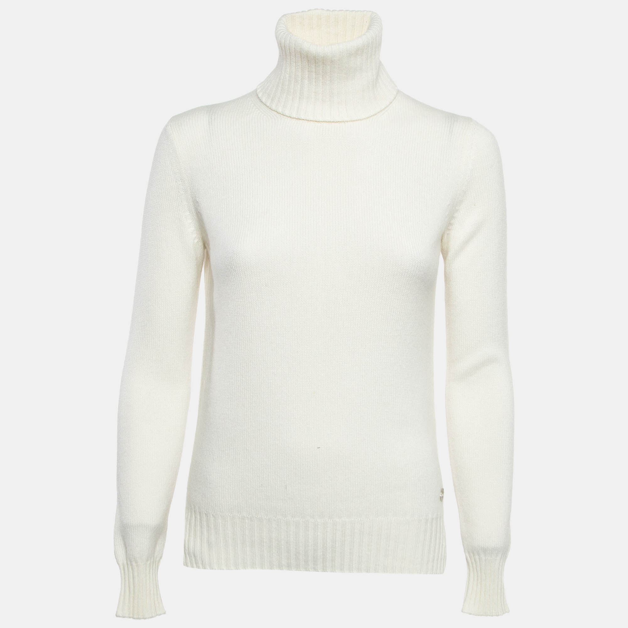 Pre-owned Loro Piana White Baby Cashmere Knit Turtle Neck Sweater S