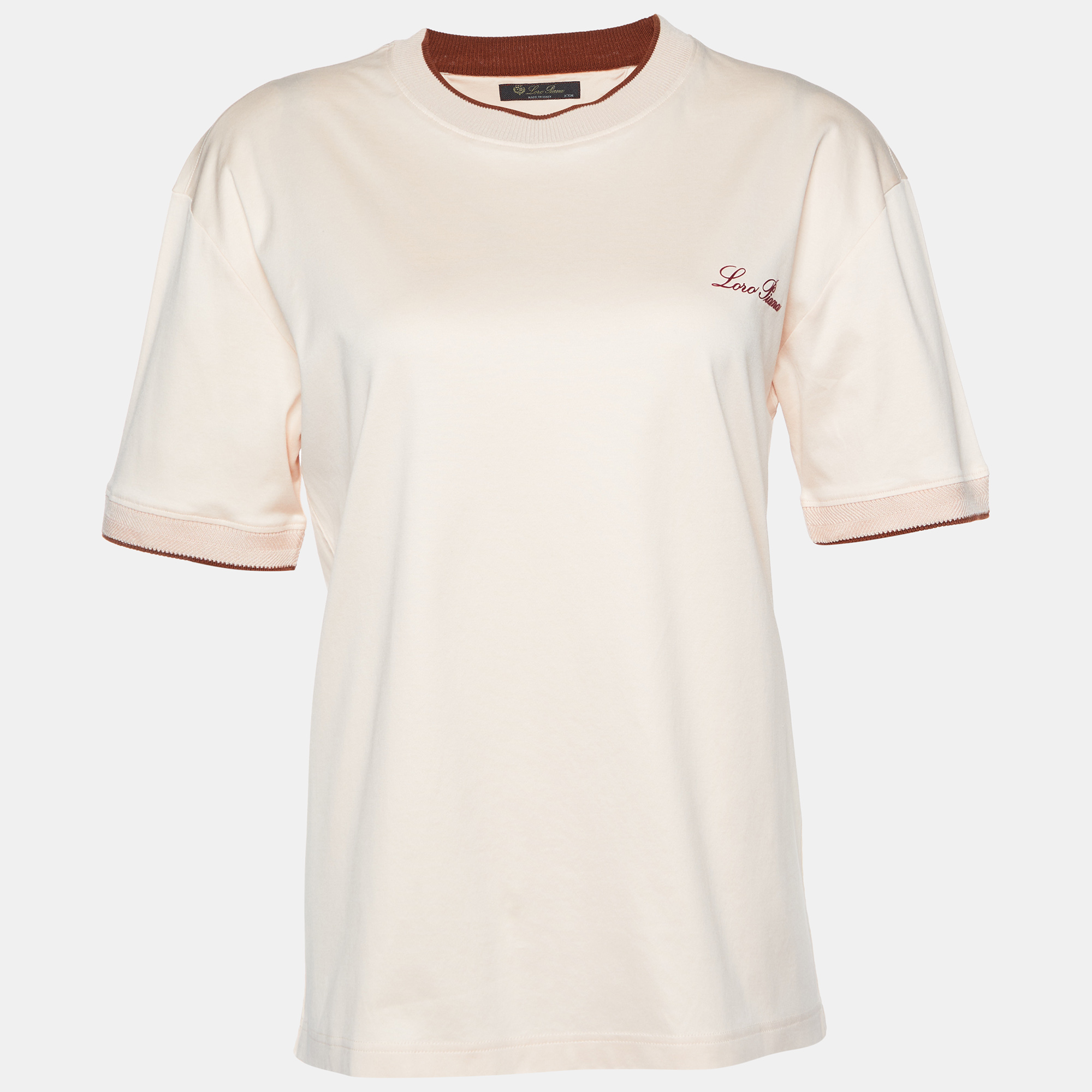 

Loro Piana Peach Logo Print Cotton Crew Neck T-Shirt XXS, Pink