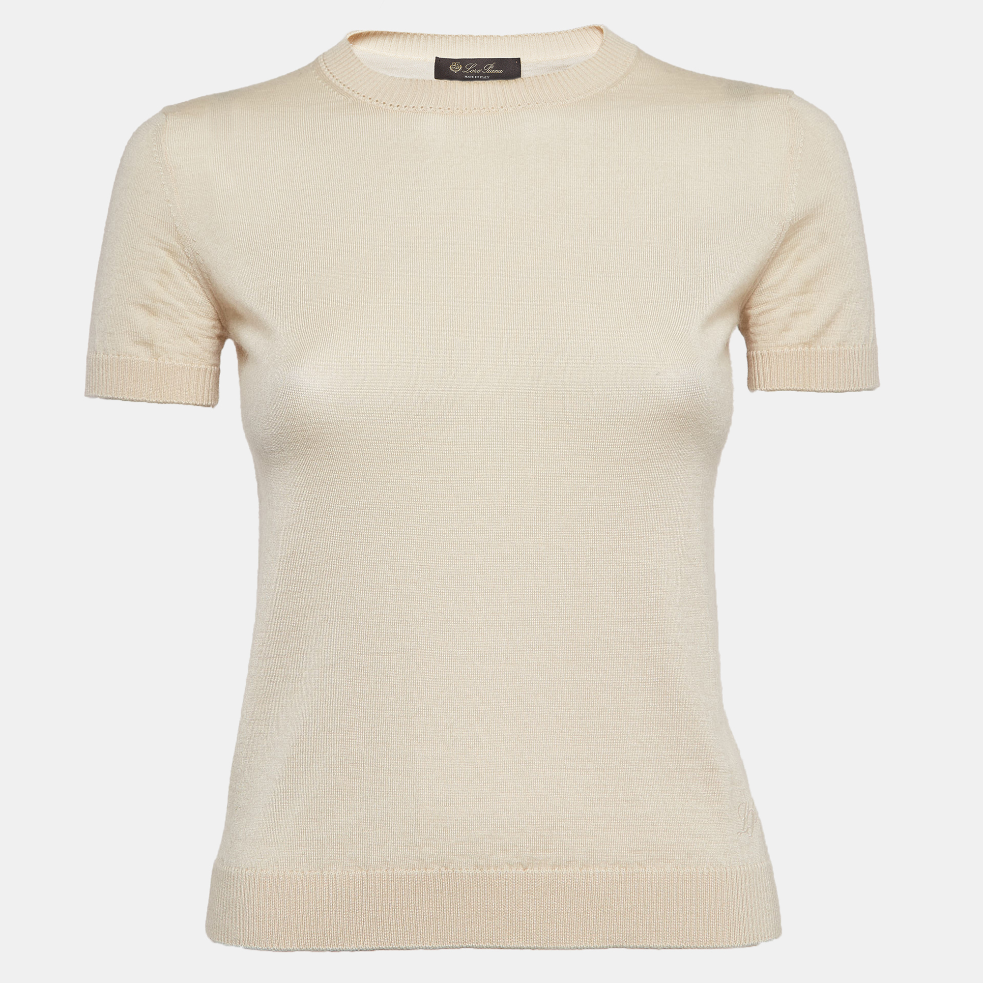 Pre-owned Loro Piana Beige Cashmere Knit Top S