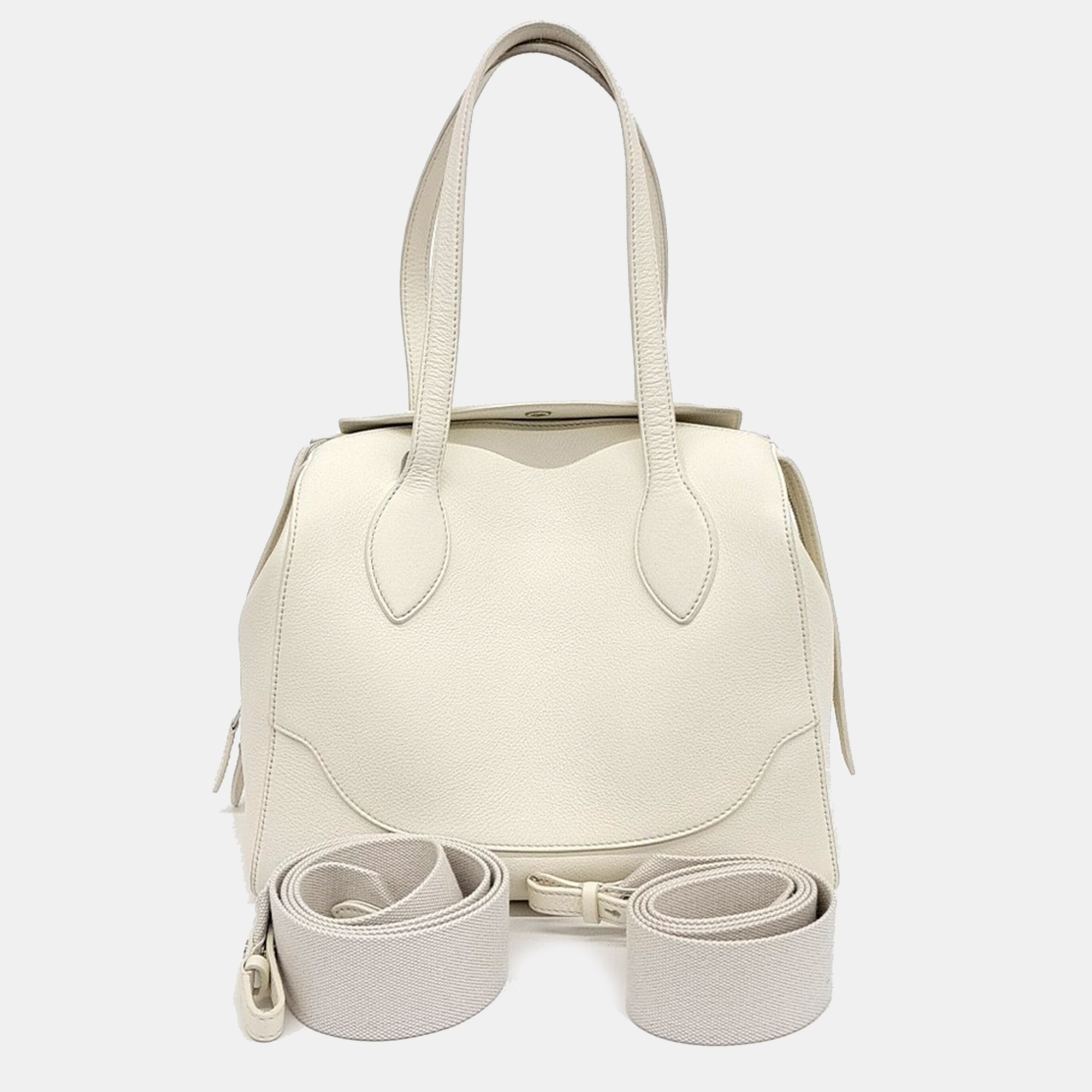 

Loro Piana White Leather Sesia Happy Day Medium Bag