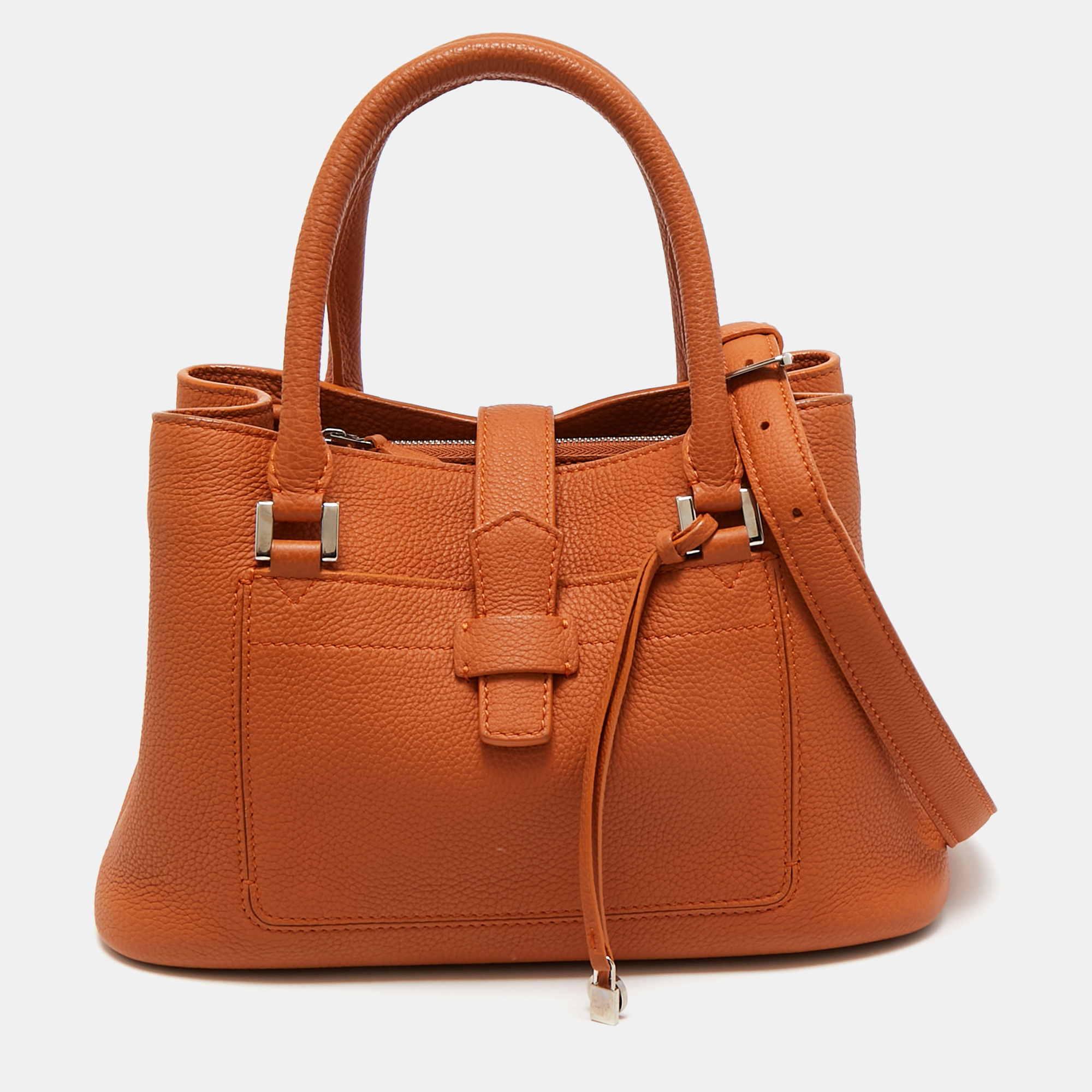 

Loro Piana Orange Leather Bellevue Odessa Tote