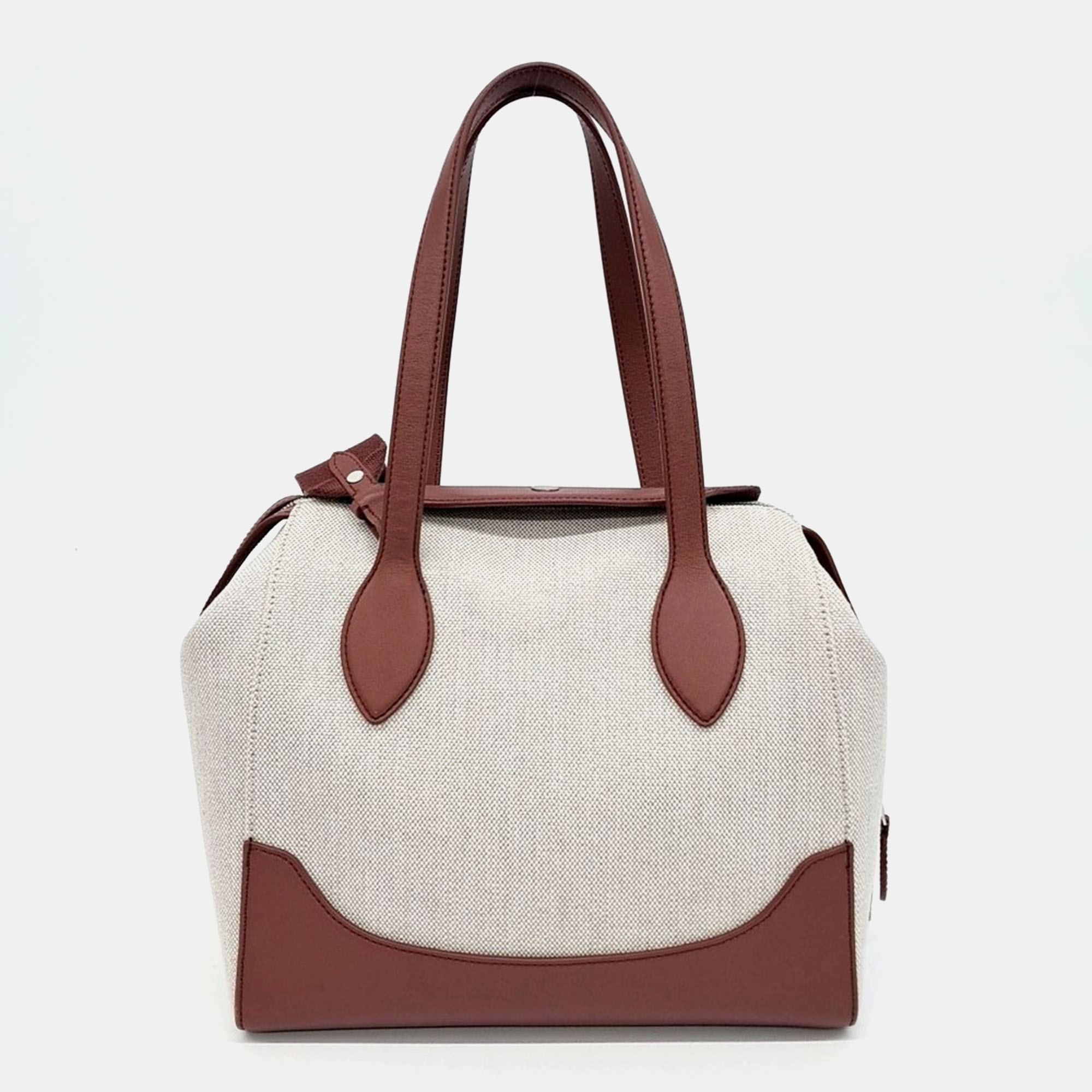 

Loro Piana Beige/Brown Canvas & Leather Sesia Happy Day Medium Bag