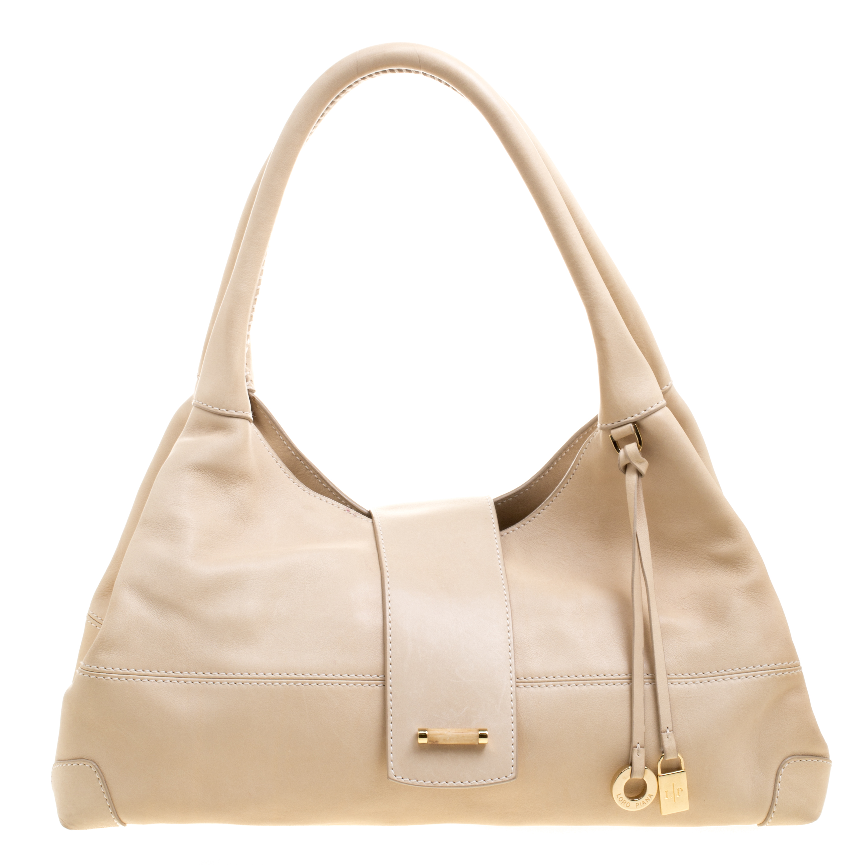 Loro Piana Beige Leather Hobo Loro Piana | The Luxury Closet