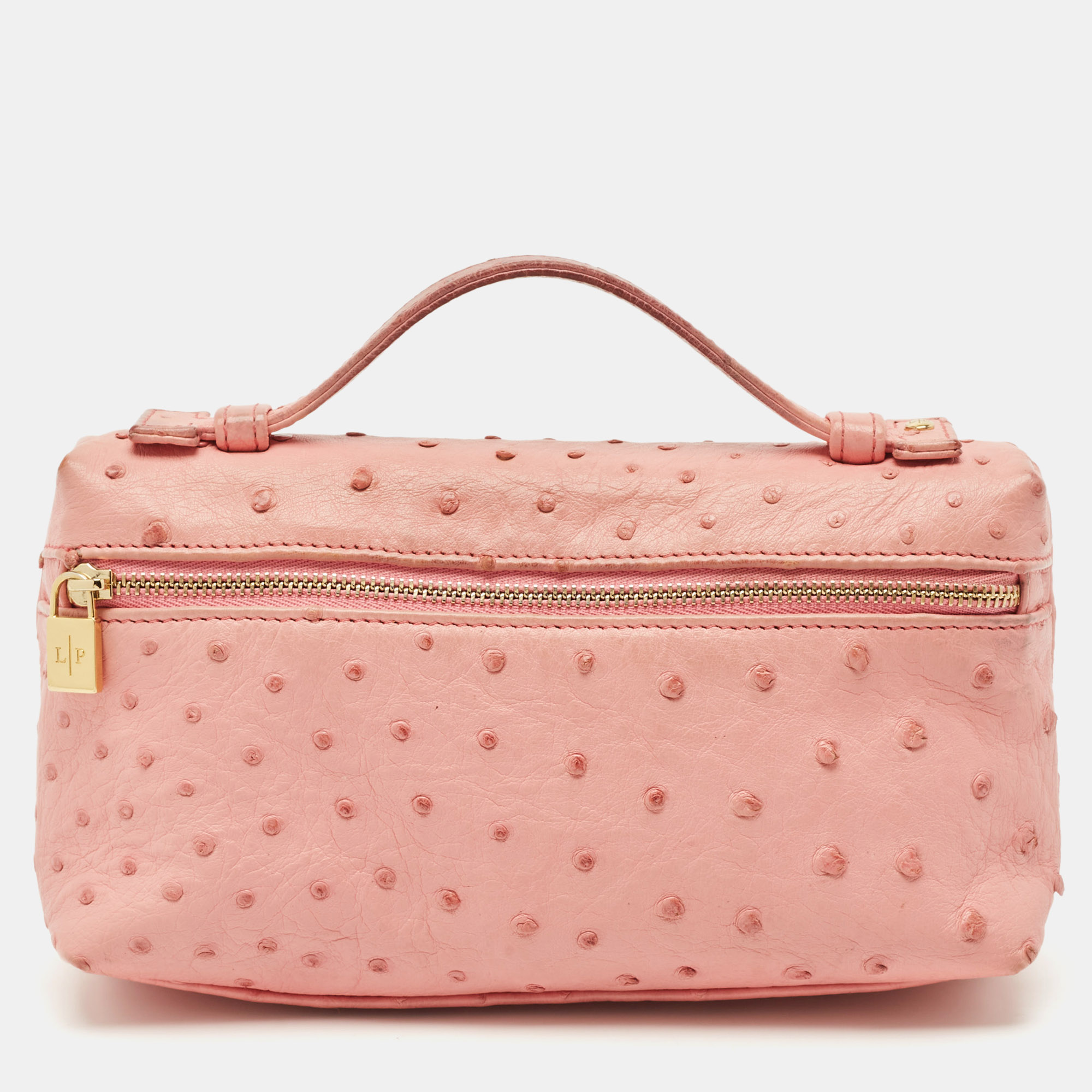 

Loro Piana Pink Ostrich Leather Extra Pocket L19 Pouch