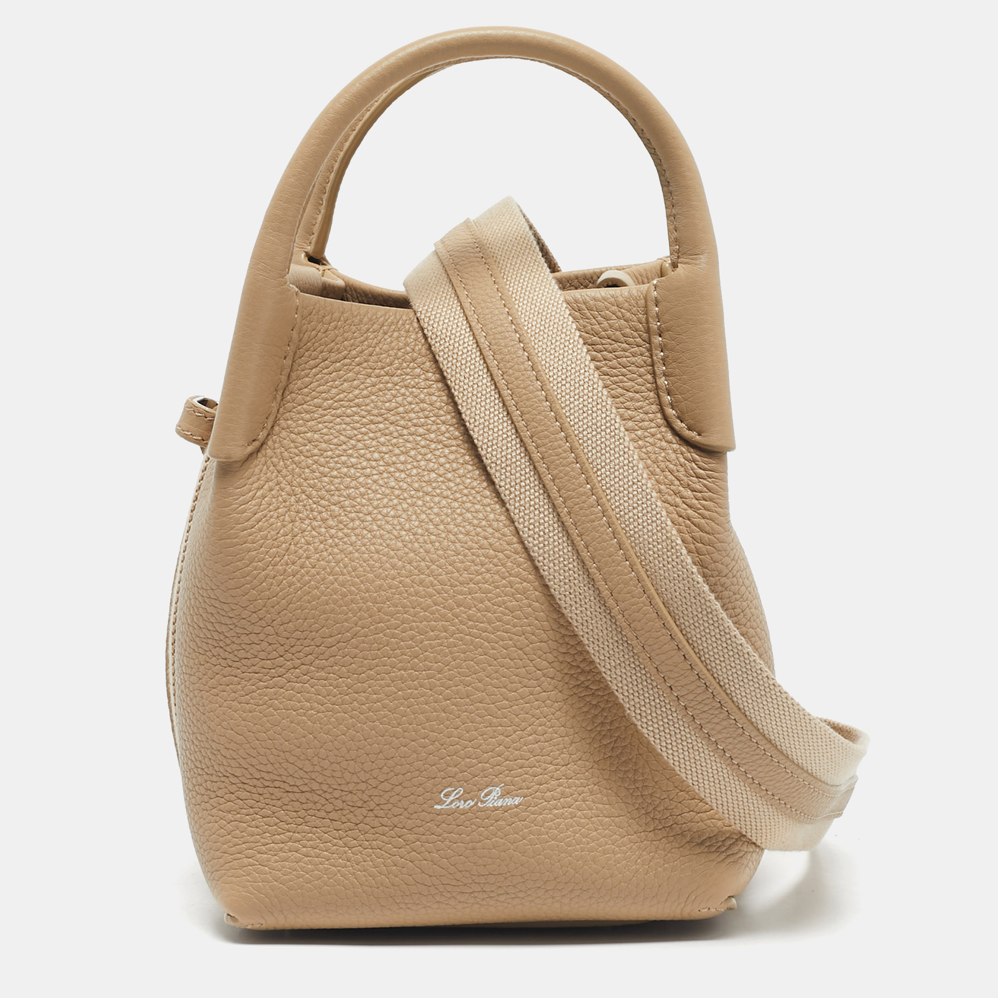

Loro Piana Light Mastic Leather Micro Bale Shoulder Bag, Beige