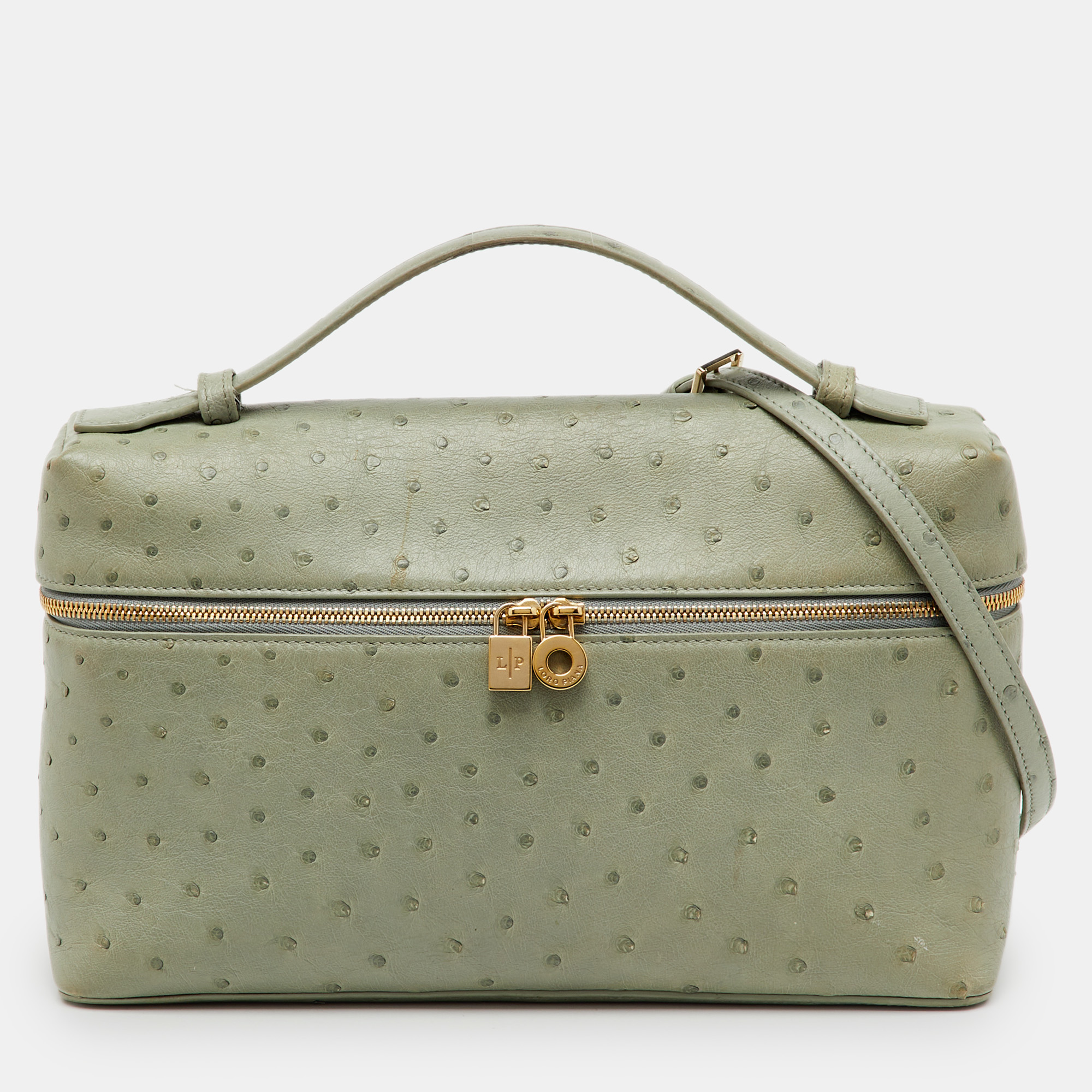 

Loro Piana Mint Green Ostrich Extra Pocket L27 Bag