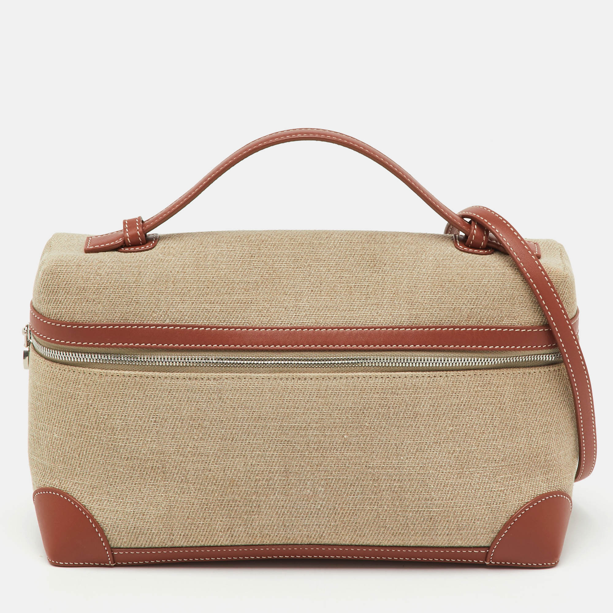 

Loro Piana Beige/Brown Canvas and Leather Extra Pocket L27 Bag
